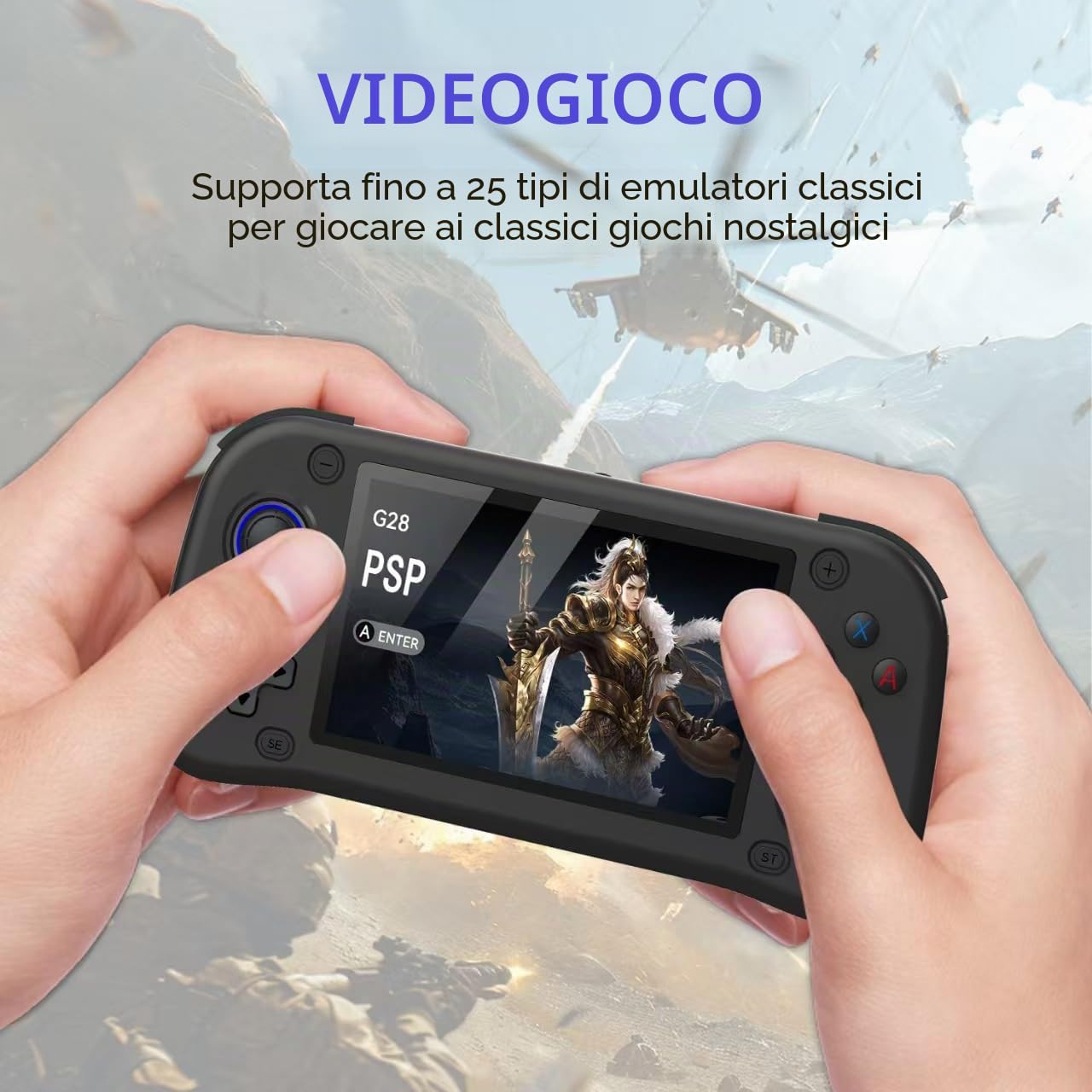 Nuova console da gioco palmare, 64 GB di memoria interna con 15.000 giochi, sistema Linux, console portatile per videogiochi, schermo IPS da 4,3 pollici, oltre 30 emulatori e sistema Linux (nero, 64 G