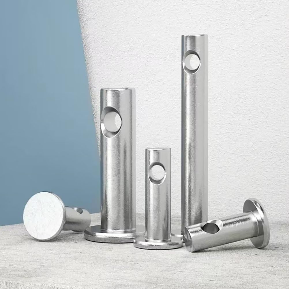 Perni a Foro a Testa Piatta & Copiglie Set, Perni a Forcella a Foro Singolo in Acciaio Inox M4x10mm (10 Pezzi)