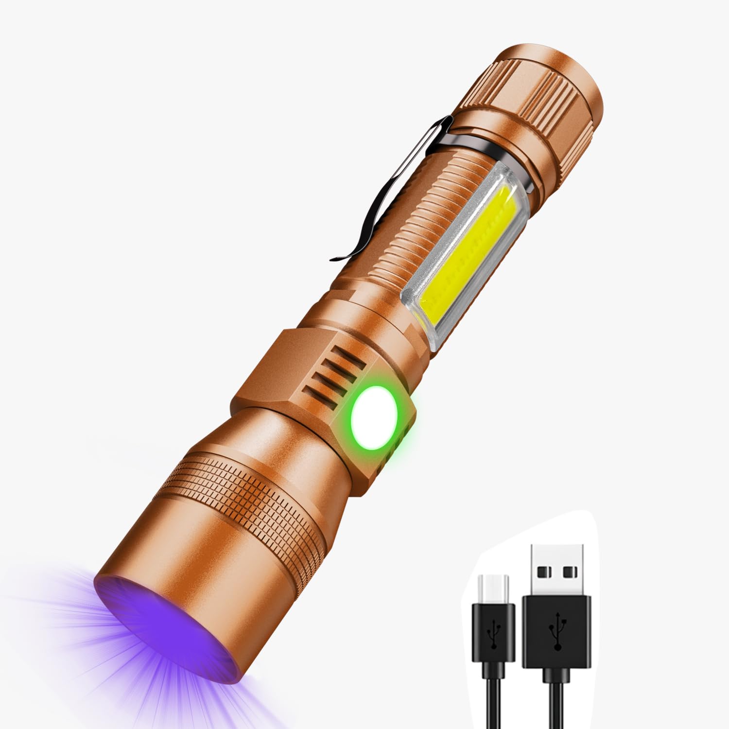 UV Flashlight Black Light, USB Rechargeable Flashlight with Magnetic Base
