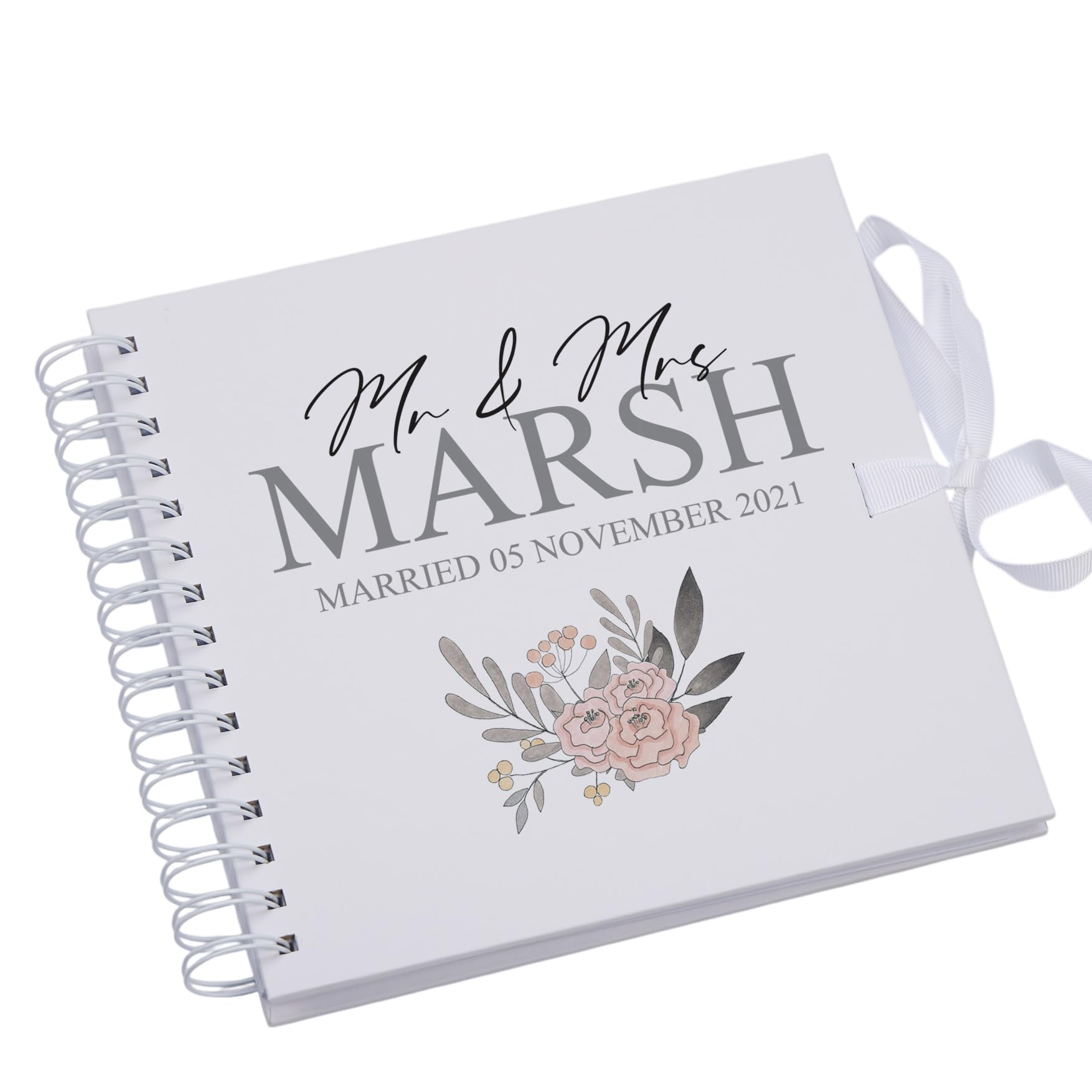Ukgiftstoreonline White Personalised Mr & Mrs Wedding Scrapbook Photo Album Guest Book