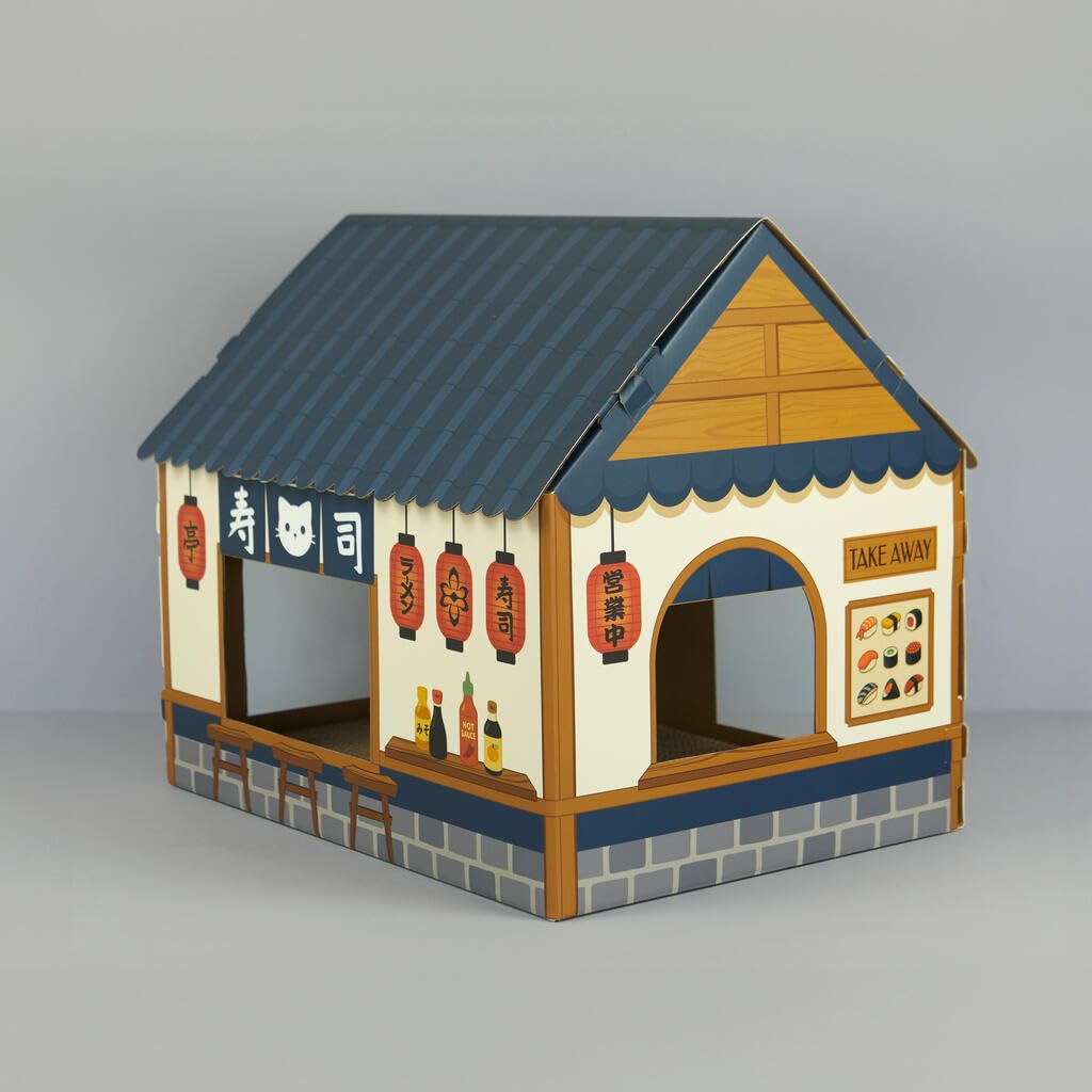 Balvi Casa para Gatos & Rascador Sushi Bar Un rascador con inspiración Japonesa Cartón