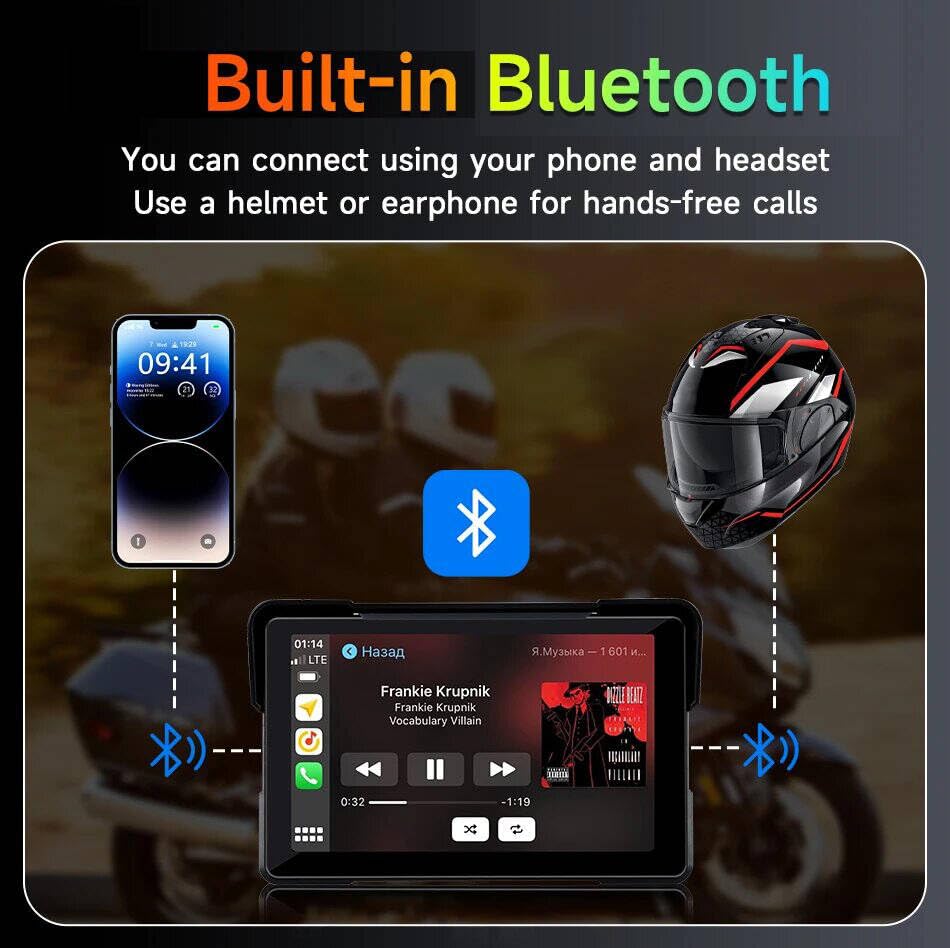 Aggiornamento 7 pollici moto Carplay GPS navigazione senza fili CarPlay/Android Auto per moto GPS Bluetooth CarPlay navigatore (Player+DVR+TPMS)