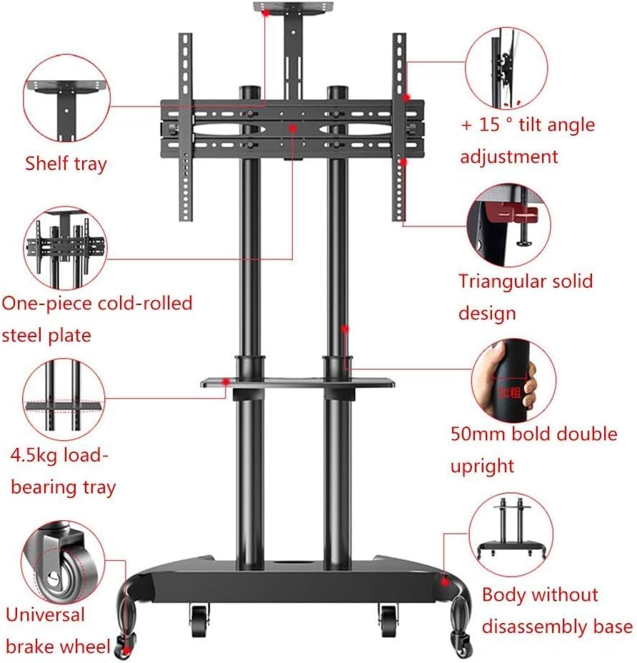 Soporte móvil para TV de pie con base resistente miniatura 4