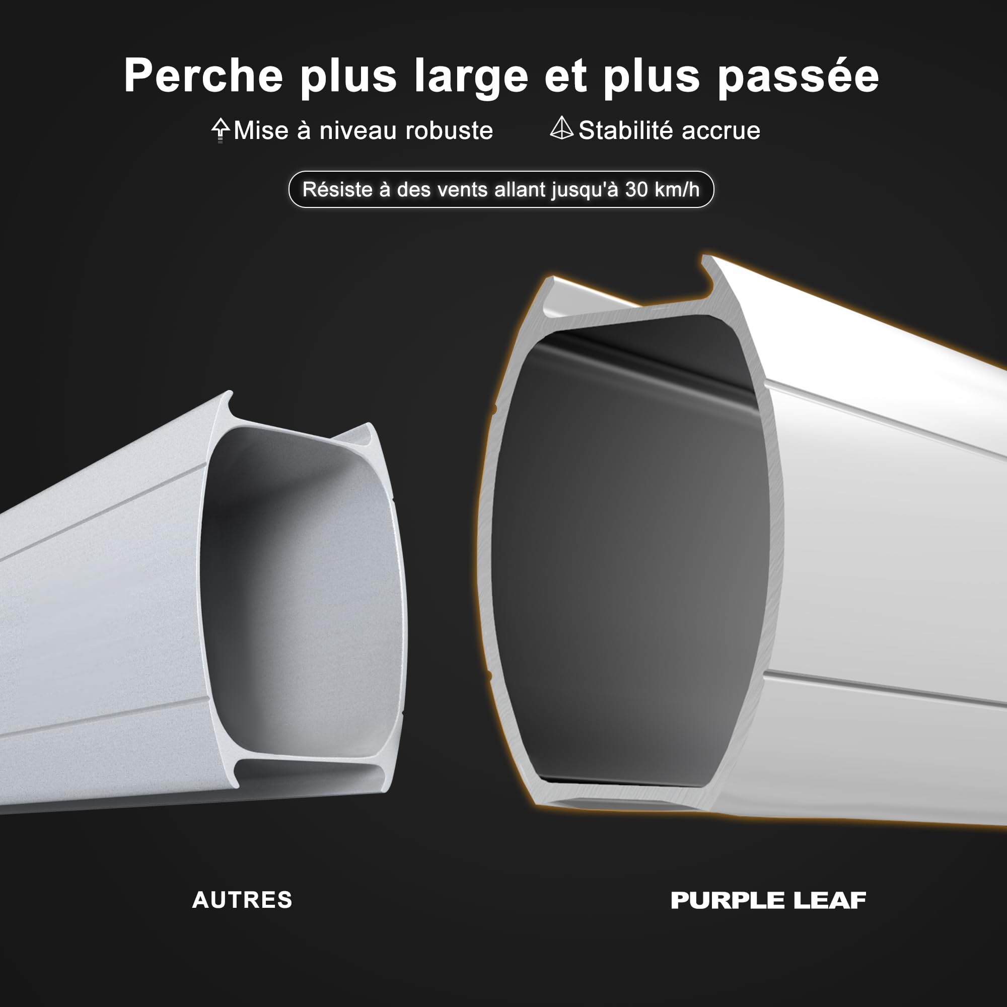 PURPLE LEAF Parasol de Jardin Extérieur 2,7 x 3,65 m avec LED et Pied,Gris