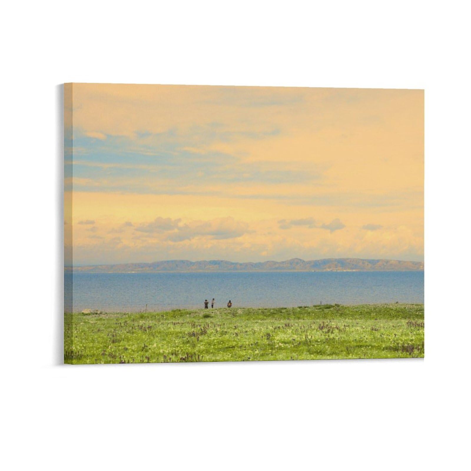 油彩画 青空と草原の風景 油彩画 青空と草原の風景 油彩画 青空と草原