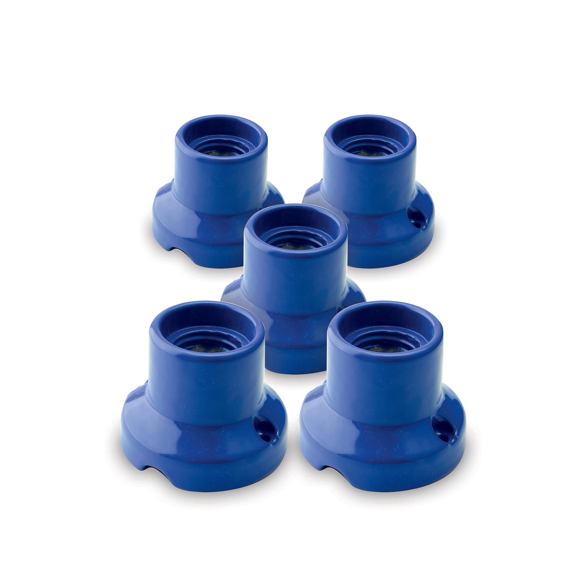 AMARCORDS - 5 Lampholder in Porcelain, E27 Fitting, Vintage Color lamp Holder Base Blue
