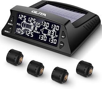 GUTA Tire Pressure Monitoring System - 4 External Sensor(0-188 PSI) tpms, 6 Alarm Modes, High-end Backlight LCD Display, Automatic Sleep Mode, Can Monitor up to 8-10 Tires, Real-time Monitor Pressure