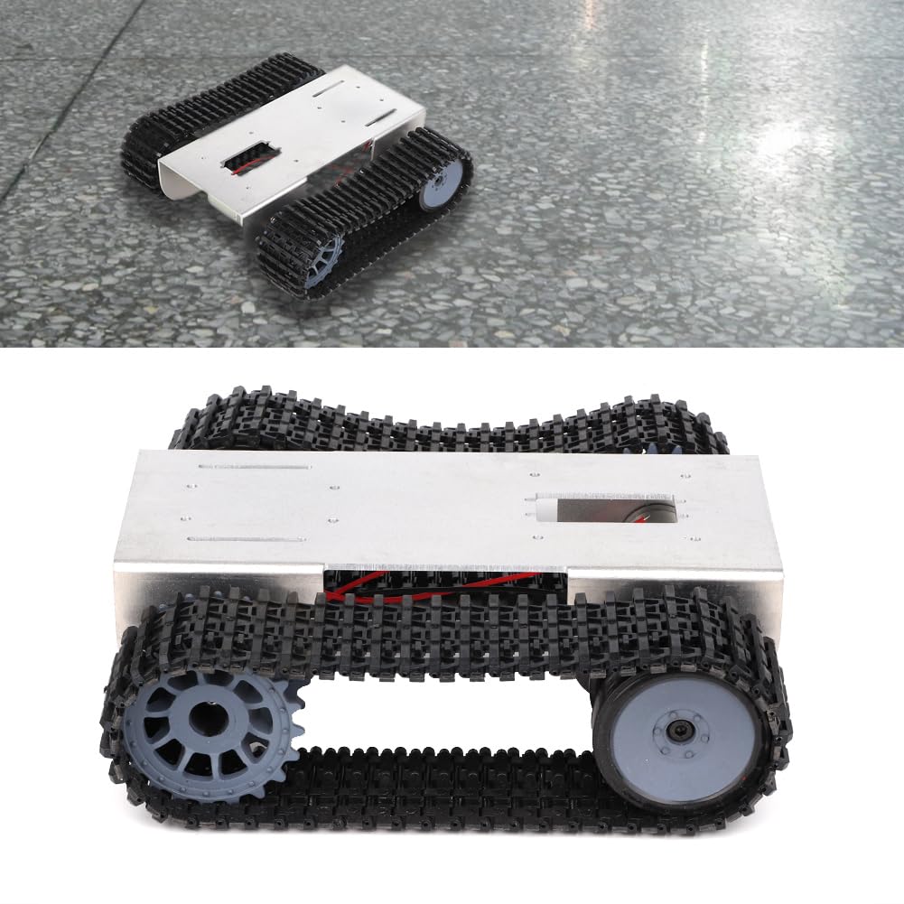 Chasis de tanque MEEVINWH para proyectos de robots, chasis de plástico de alta calidad, marco de aleación de aluminio, motor de doble acción, orugas de gran superficie (versión no