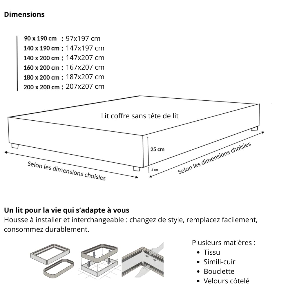 SAMPUR - Lit Coffre XXL Colisée Tissu Bouclette Sable | Espace de Stockage XXL jusqu'à 900 L | Robuste et Large Angle d’Ouverture (180x200 cm)