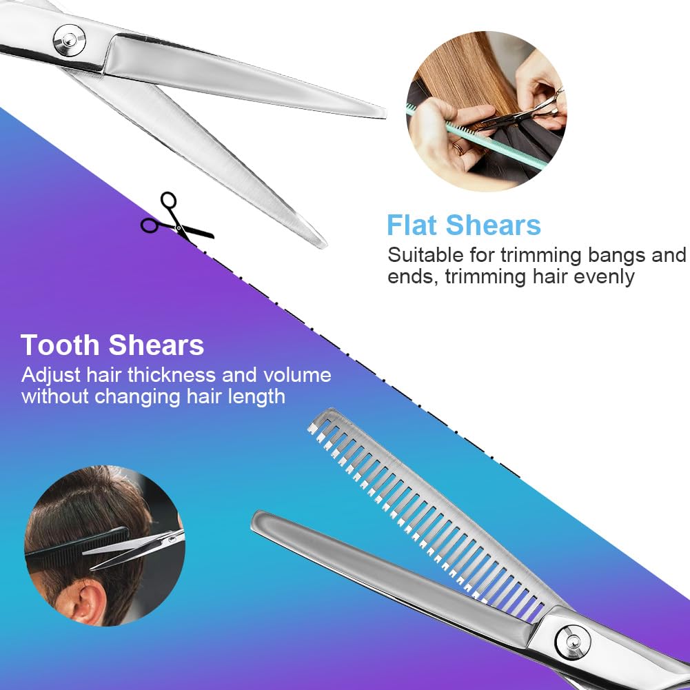 Flintronic 11Pcs Hairdressing Scissors, Professional Haircut Scissor Set, Stainless Steel Thinning Scissors - Image 4