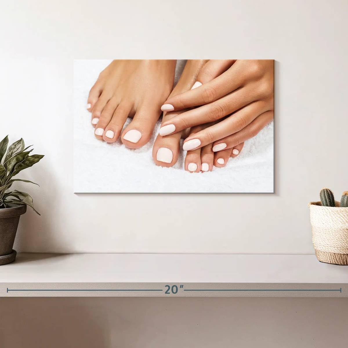 ElephantStock Clean White Nails Wall Art - Horizontal Wrapped Canvas - 1-Piece Lobby Wall Decor - Photographic Canvas Print - Beige and Brown Decor for Wall - 12" X 8"