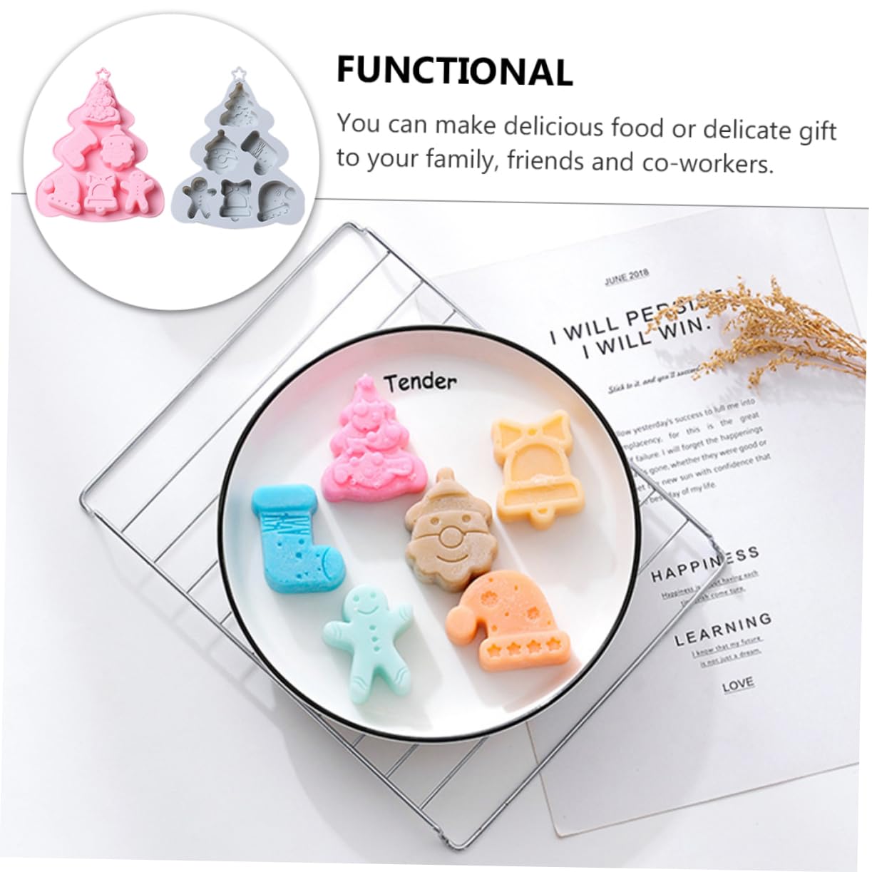 ABOOFAN 6pièces Moule à Gâteau Moule Arbre De Noël Avec Cavités Pour Gâteaux Desserts Et Décorations De Noël