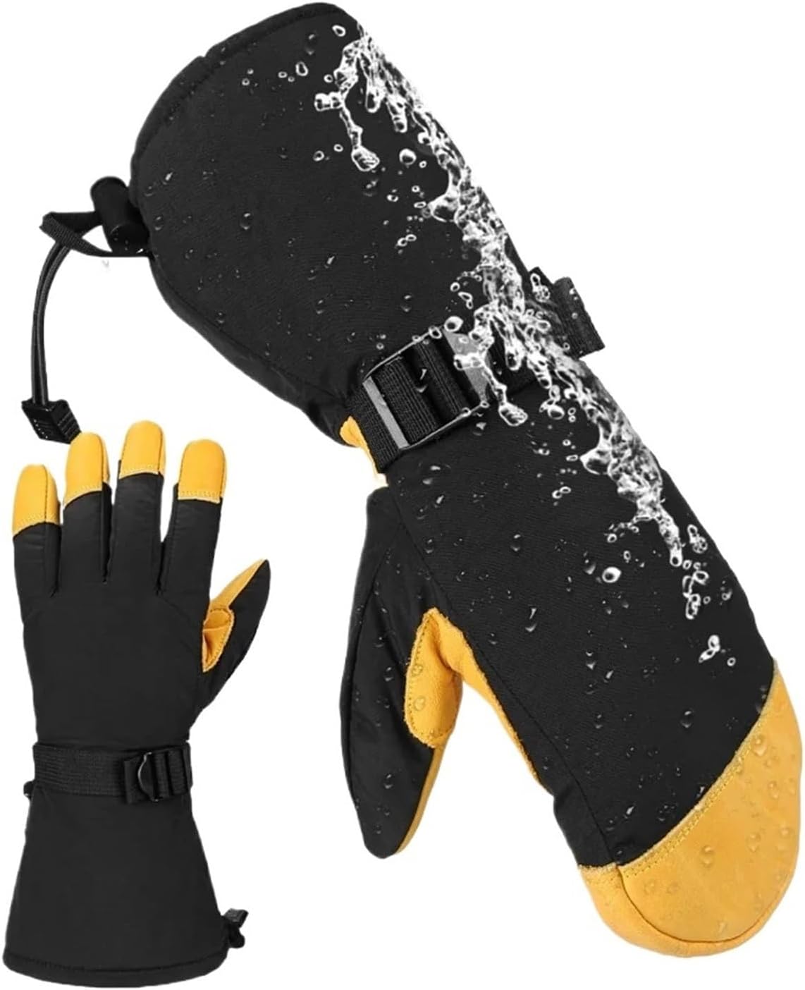 Snowboard Snowmobile Skiing Motorcycle Riding Warm 3M Thermal Mittens Men Plus Size XXL Long, Ski Gloves Winter Waterproof