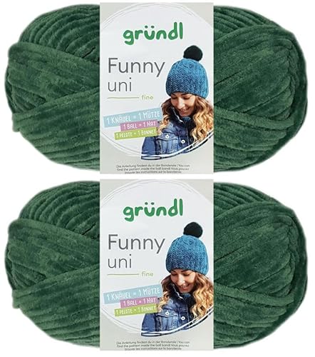 Gründl Funny Uni Lot de 2 pelotes de fil chenille de 100 g avec i...