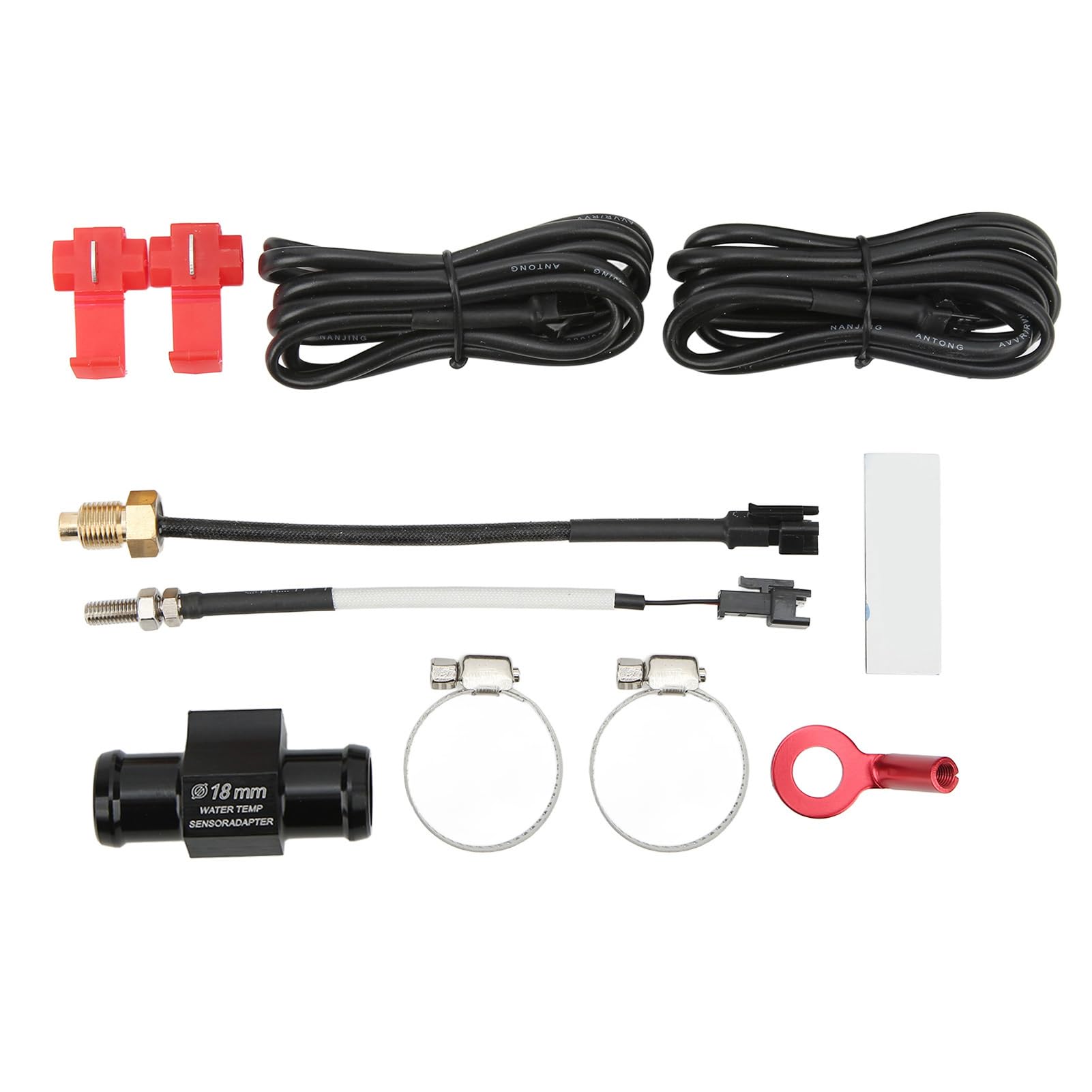 Termómetro Xtevu, medidor de tiempo de voltaje LCD de motocicleta, Medidor de temperatura del motor 4 en 1 pantalla, pantalla de termómetro digital universal DC12V (18MM)