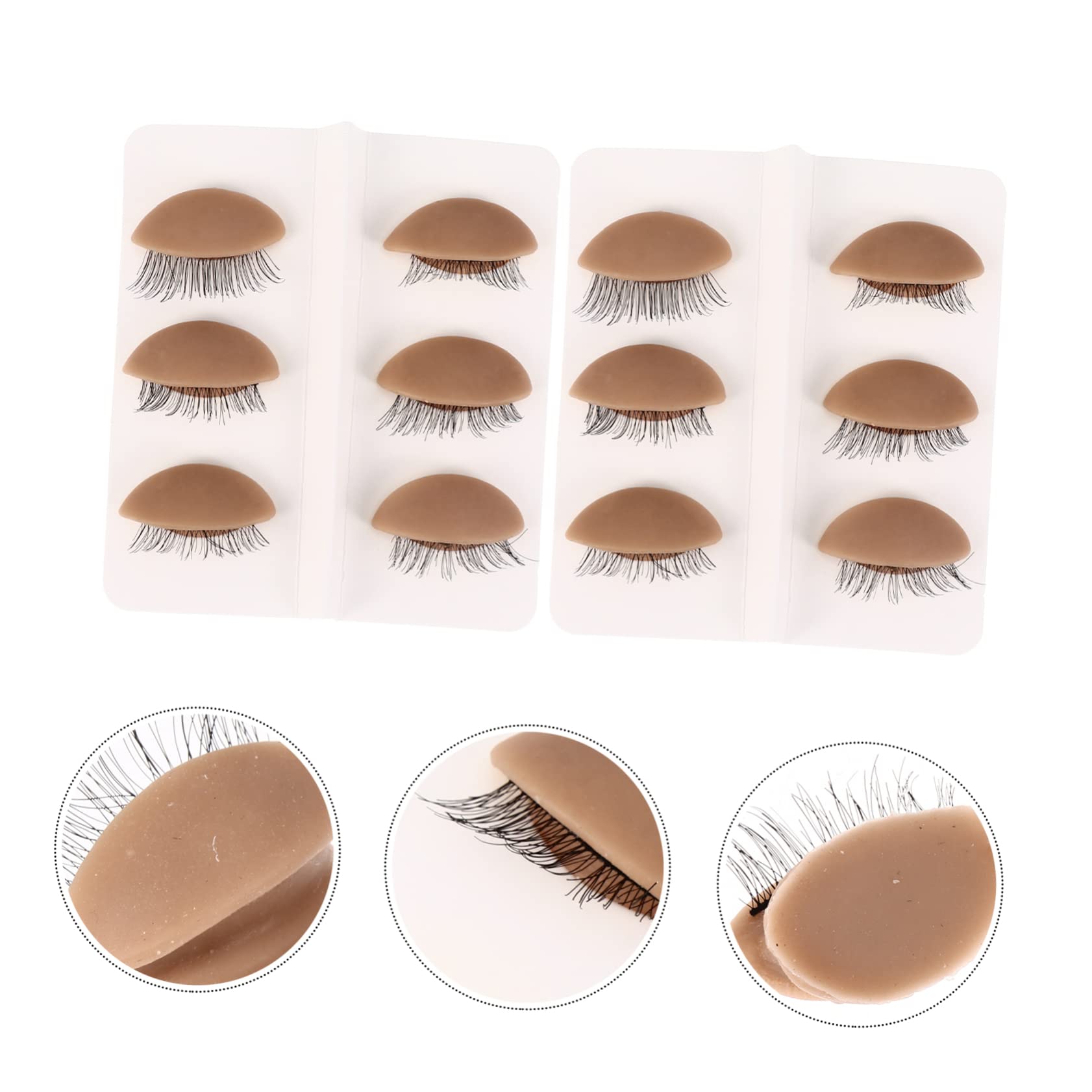 FRCOLOR Eyelash Practice Training Head 2 Pack of 6 Pairs Replacement Eyelids for Lash Extensions and Makeup Practice
