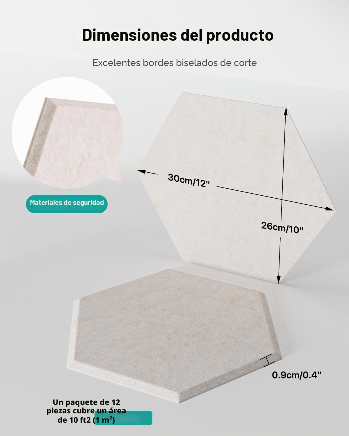 Paneles acústicos Hexagon autoadhesivos 18 piezas de espuma acústica, insonorización de alta densidad, protección acústica para decoración de pared y tratamiento acústico, paneles de insonorización
