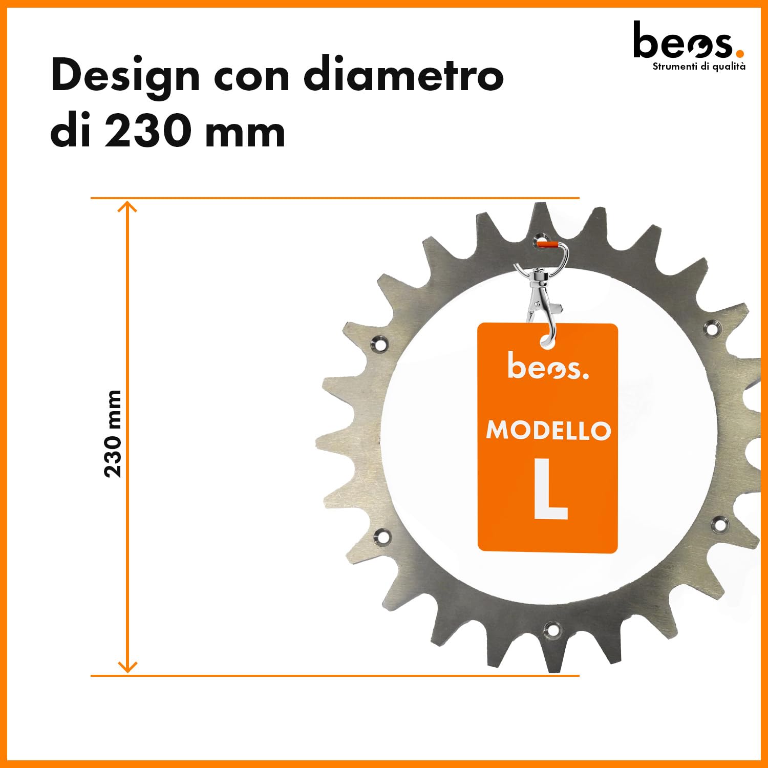 BEOS® Puntali in Acciaio Inox di qualità per Worx Landroid L & Vision, lucidati, Fori per Viti Svasate, 12 Viti in Acciaio Inox, trazione migliorata del rasaerba robotizzato, Dimensione Ruota: 225 mm