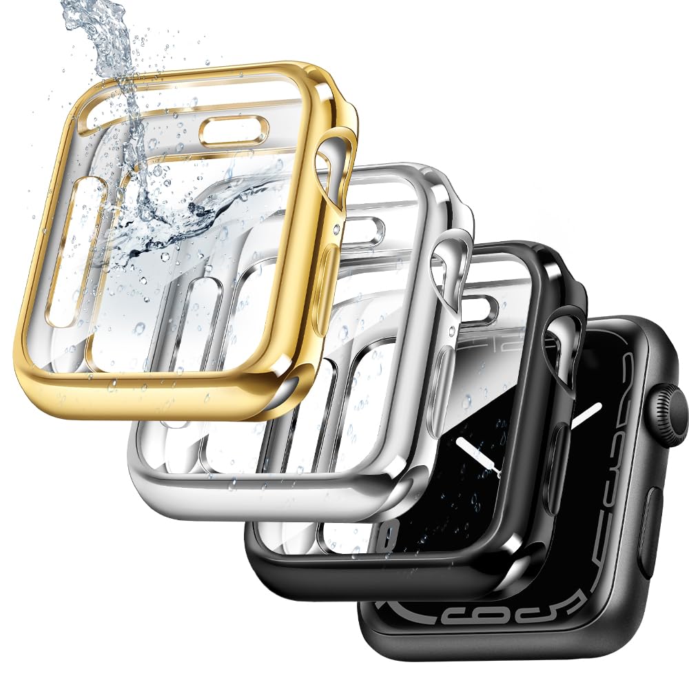 top4cus 40mm Case Soft Flexible Lightweight Anti-Scratch Overall Protective 40mm Iwatch Waterproof Cover Case Shiny Workout Shockproof Bumper Compatible with Apple Watch Series 6/SE/5/4 - Gold — view 24