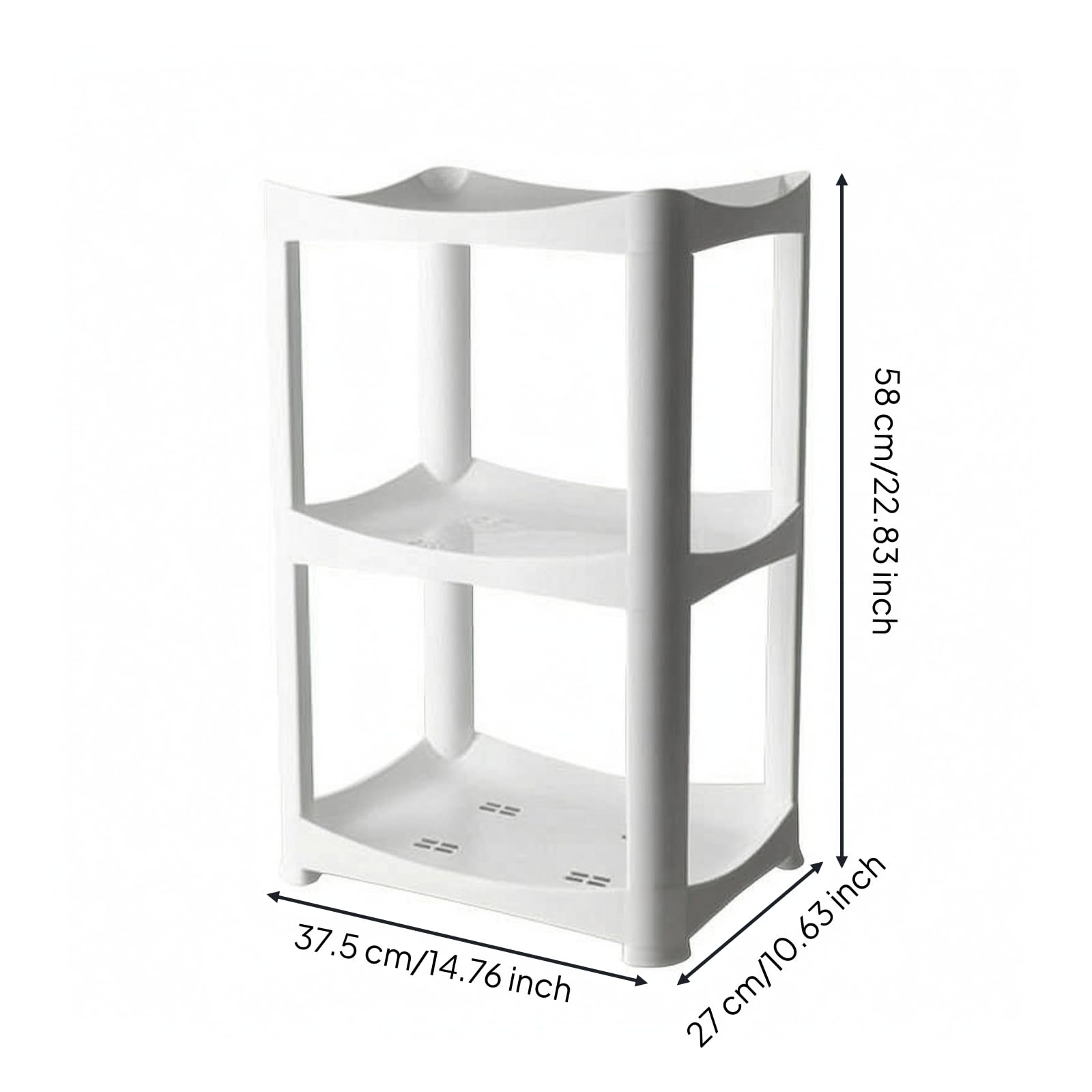 Scaffale Portaoggetti Multistrato Ripiano Aperto Mensola a Gradini Organizer Polipropilene Resistente con Bordo Curvo E Drenaggio Adatto per Bagno Cucina Soggiorno, Bianco A Tre Ripiani