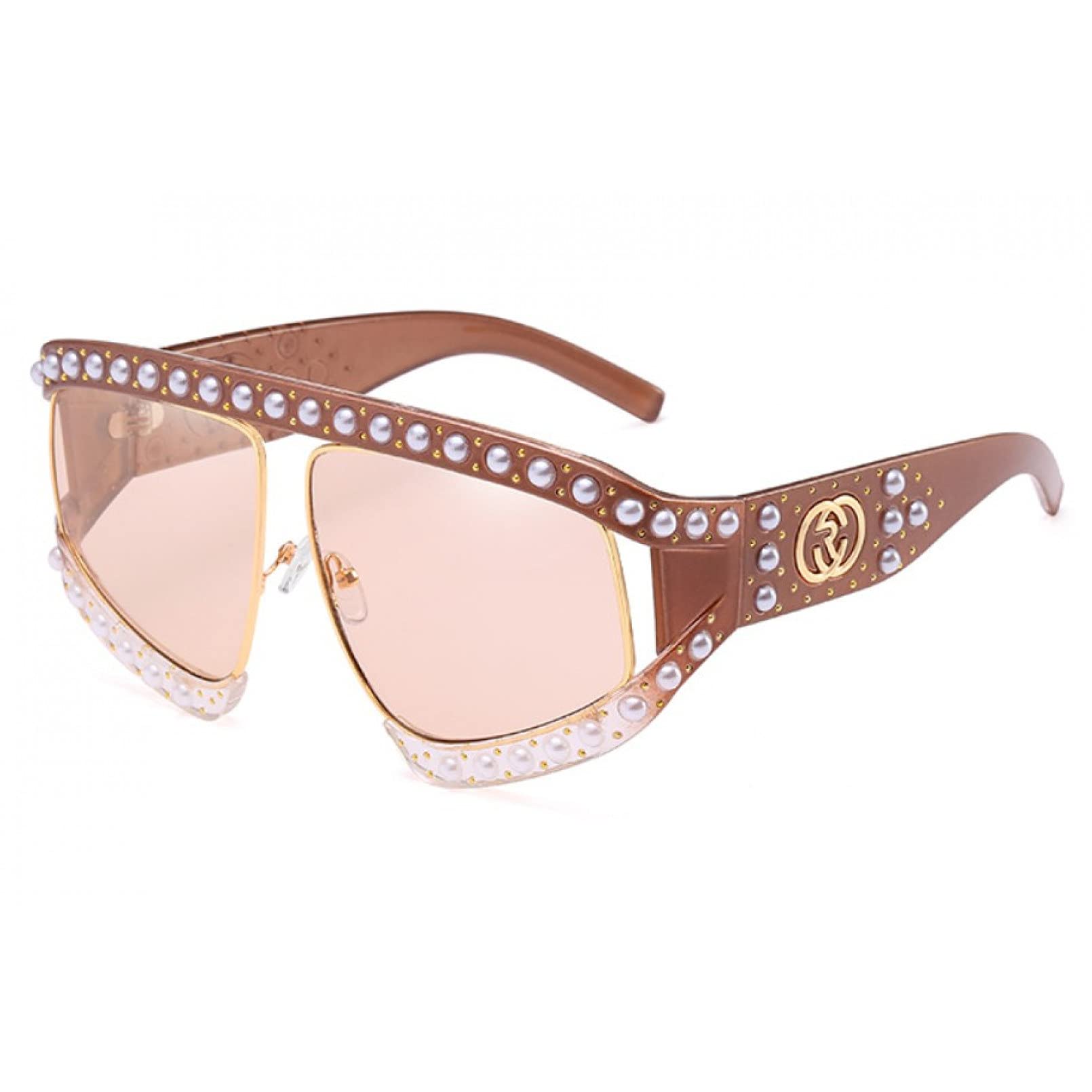 BAJIE Sonnenbrille Oversized Pearl Frame Goggles Sonnenbrille Damen Sonnenblende Brille Designer Fashion Uv400