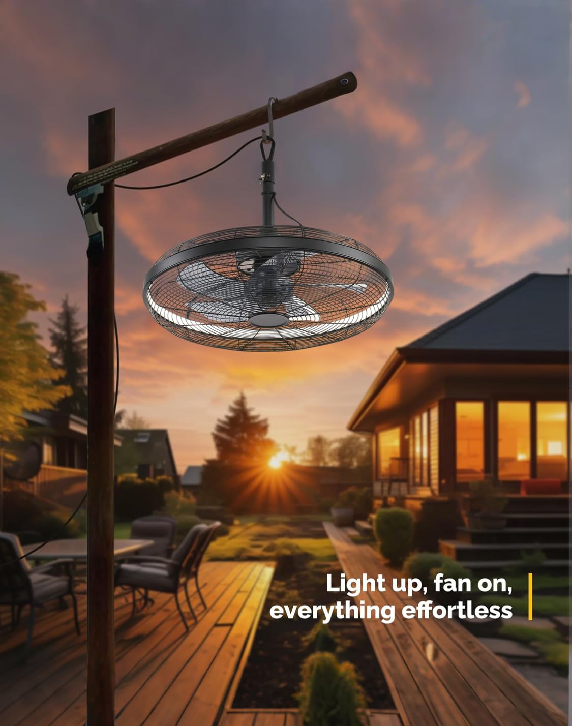 Outdoor Deckenventilator mit Beleuchtung und Fernbedienung IP65 Wasserdicht Aussen Ventilator Deckenlampe Leise Dimmbar Lampe mit Ventilator 6 Gang Lüfterlicht für Schlafzimmer Balkon Außen