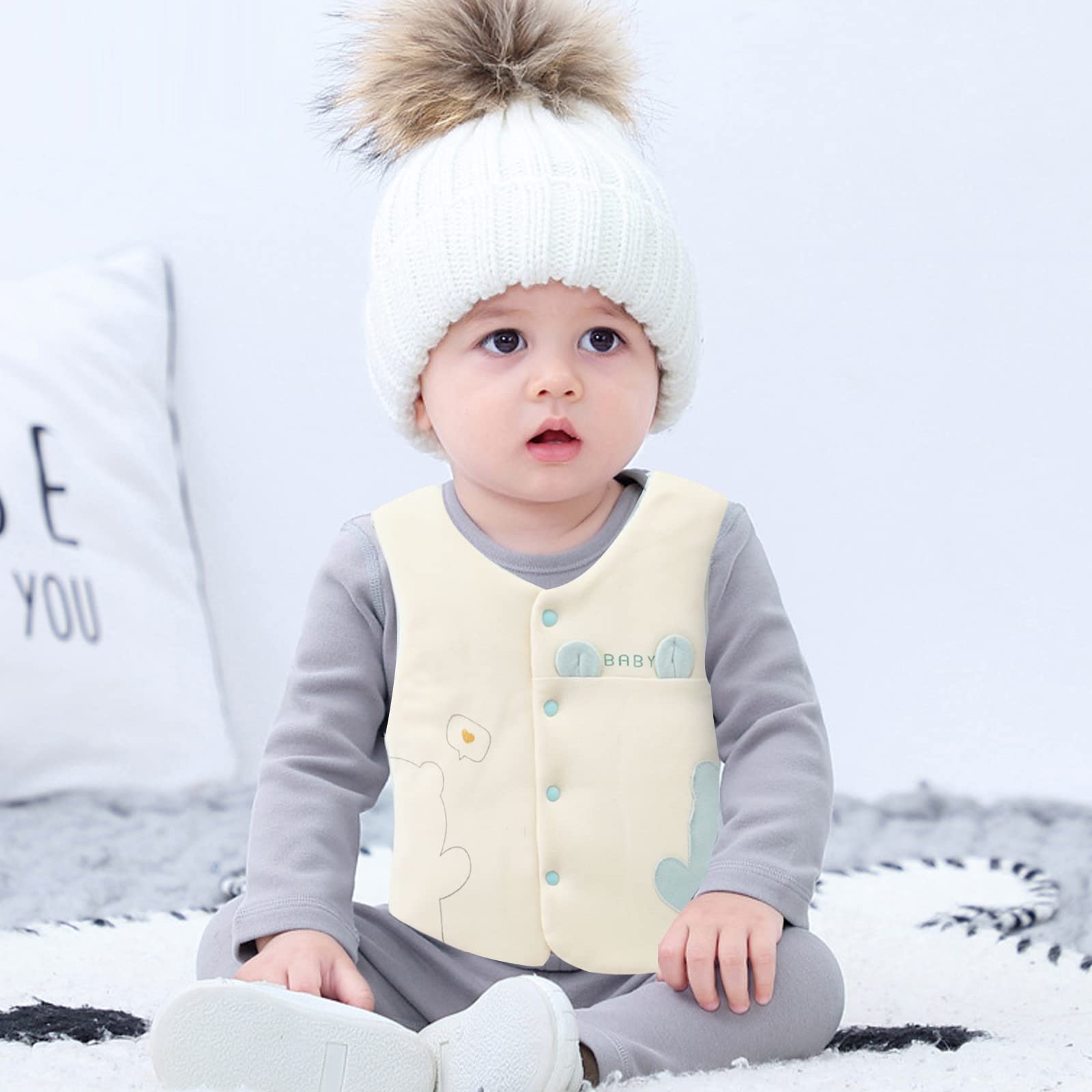 SONARIN Gilet per Neonati,Autunno Inverno Cotone Giacca Caldo per Bambini Cappotto senza Maniche Carino Cartoon Capispalla Panciotto Spesso per Bambine Bambini