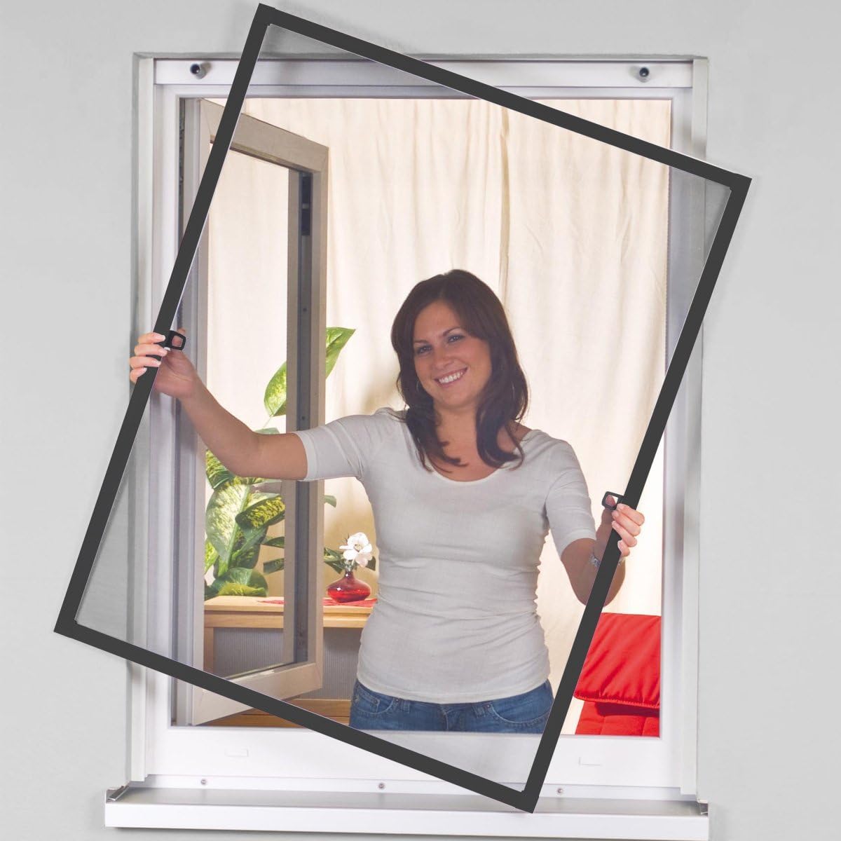 Insektenschutz-Fensterrahmen Insektenschutz Alurahmen Fenster Comfort - 100x120cm (Weiß)