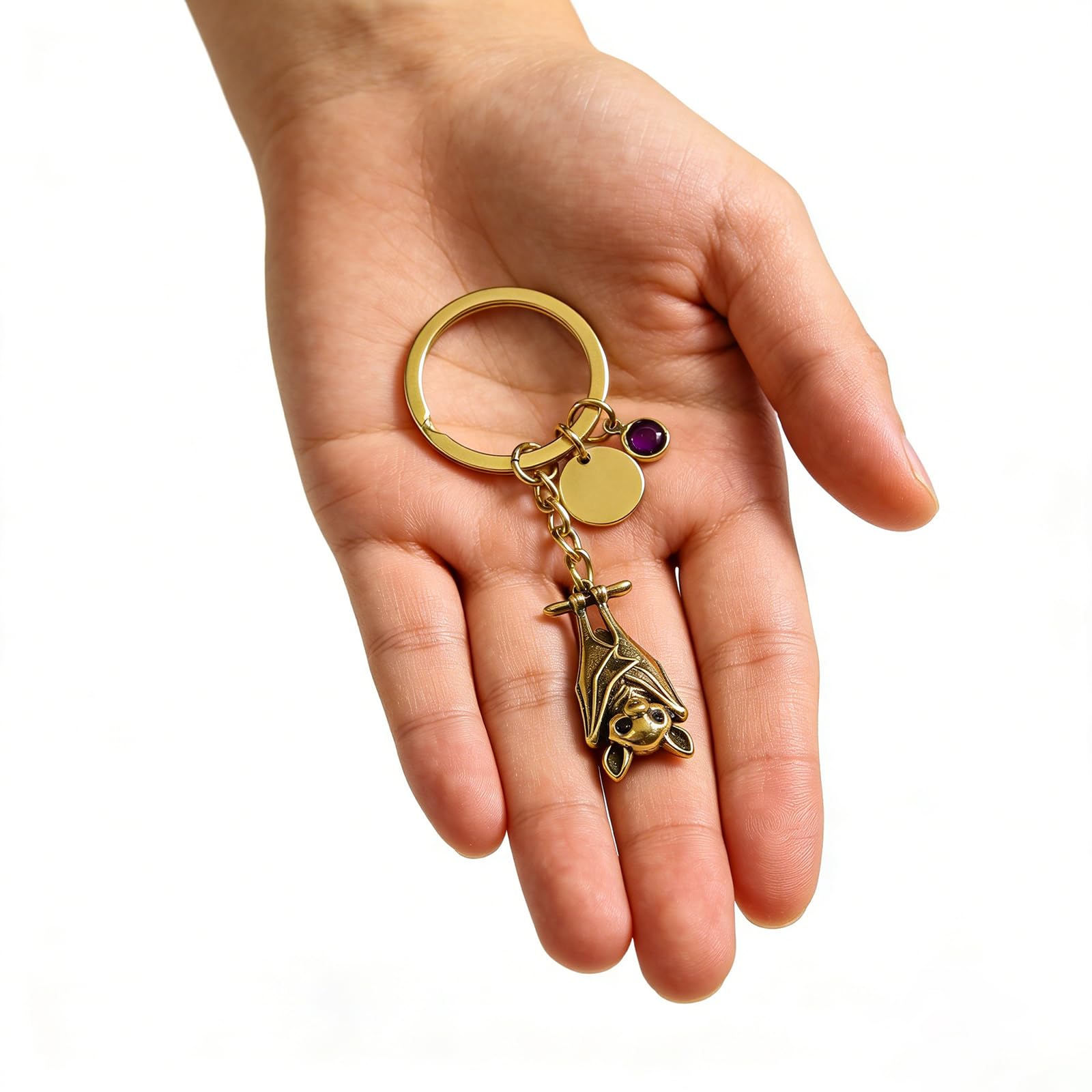 Bat Keychain For Women, Emotional Support Encourage Gothic Animal Metal Cubic Zirconia Charm Gift Accessories