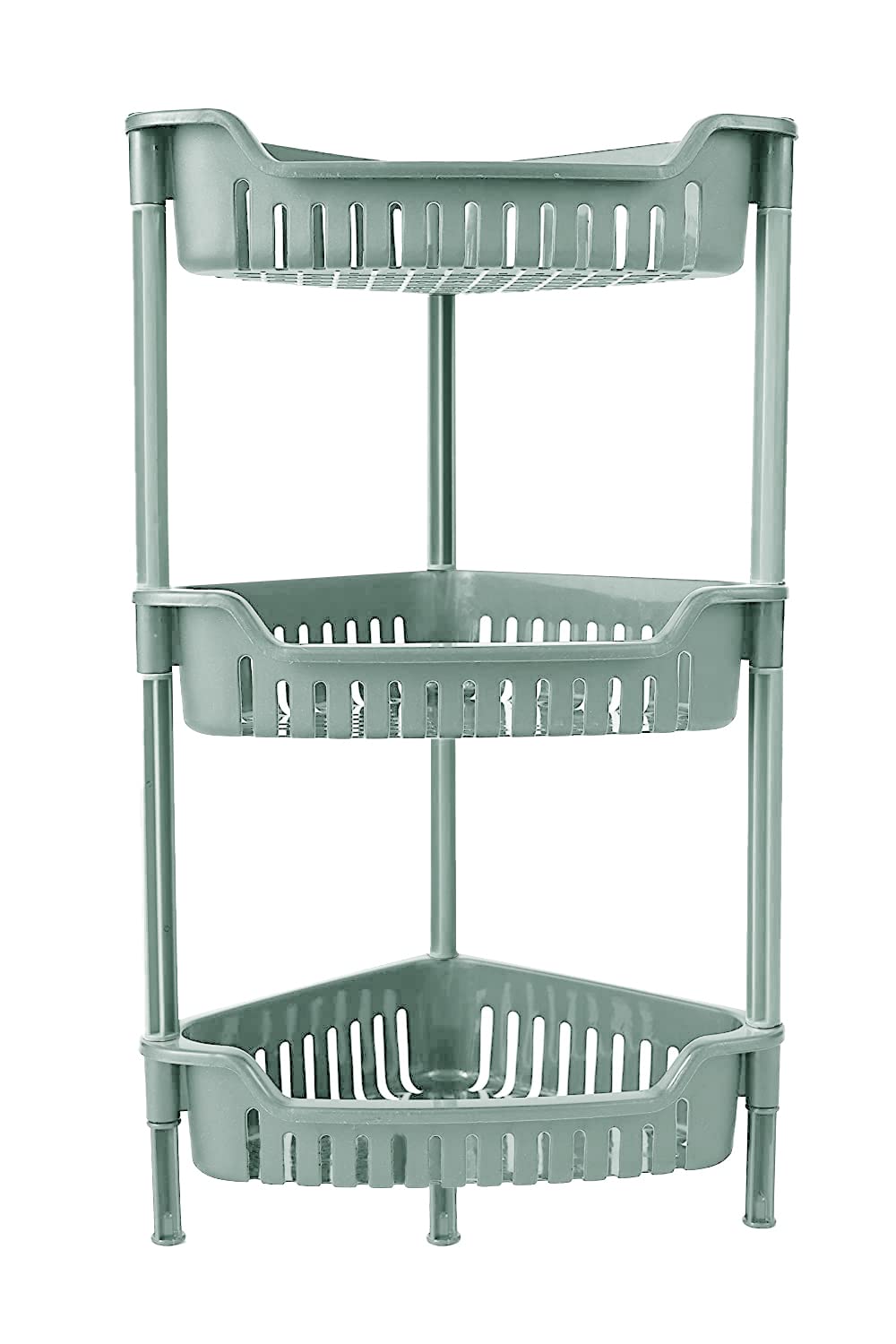 Strong Plastic Shower Caddy 3 Tier Corner Shelf Bathroom Rack Kitchen Storage Unit Storage Rack Unit For Shampoo Shower Gel Books Shelf Home Decor Bedroom Living Room (Silver Sage) โ image 1