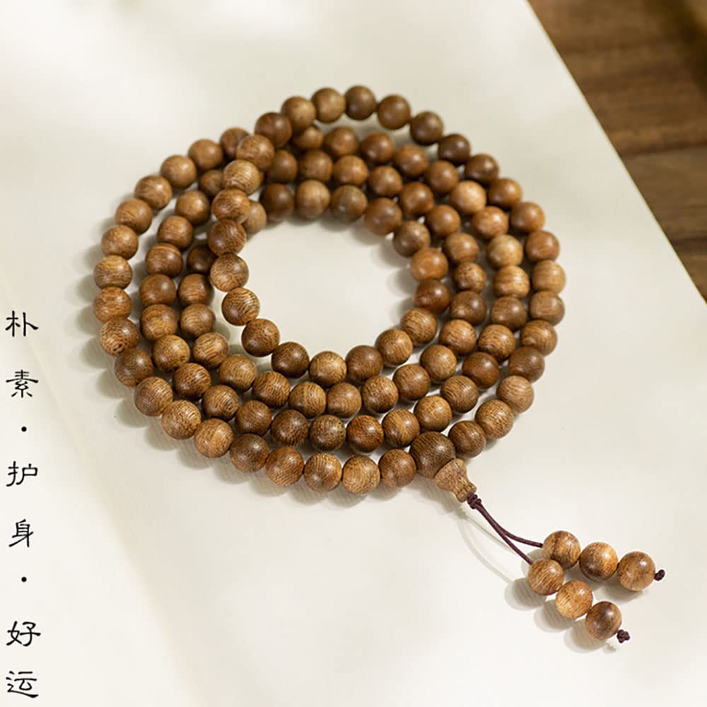 Unisex Natural 108 Sandelholzperlen Armband Mala Tibetan Buddha Agarwood Halskette für Gebetsmeditation, 8mm