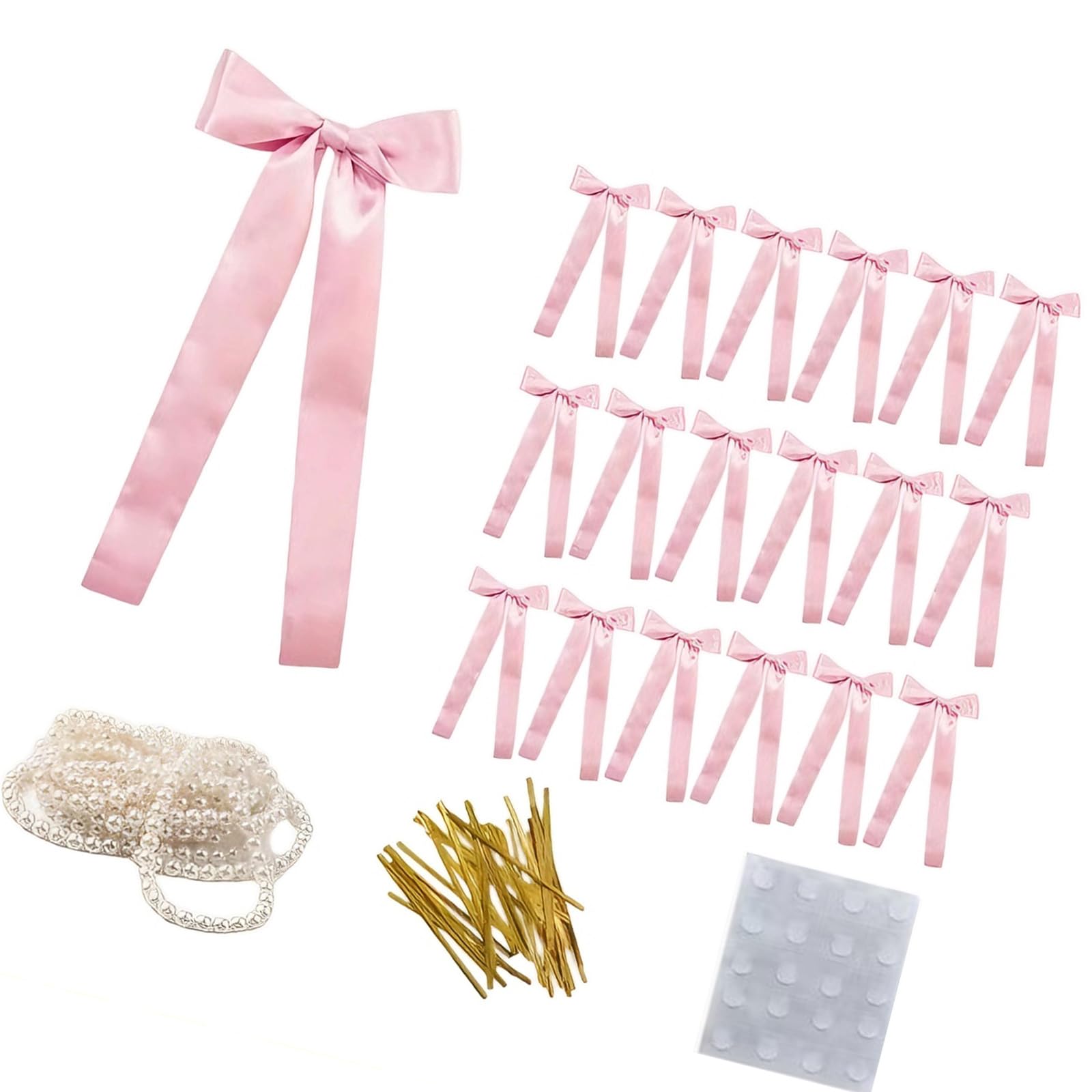 Buxuaaaa Bowknot Decor with 5M Artificial Pearls String, for Wedding Birthday and Wall Decoration Backdrop Decoration
