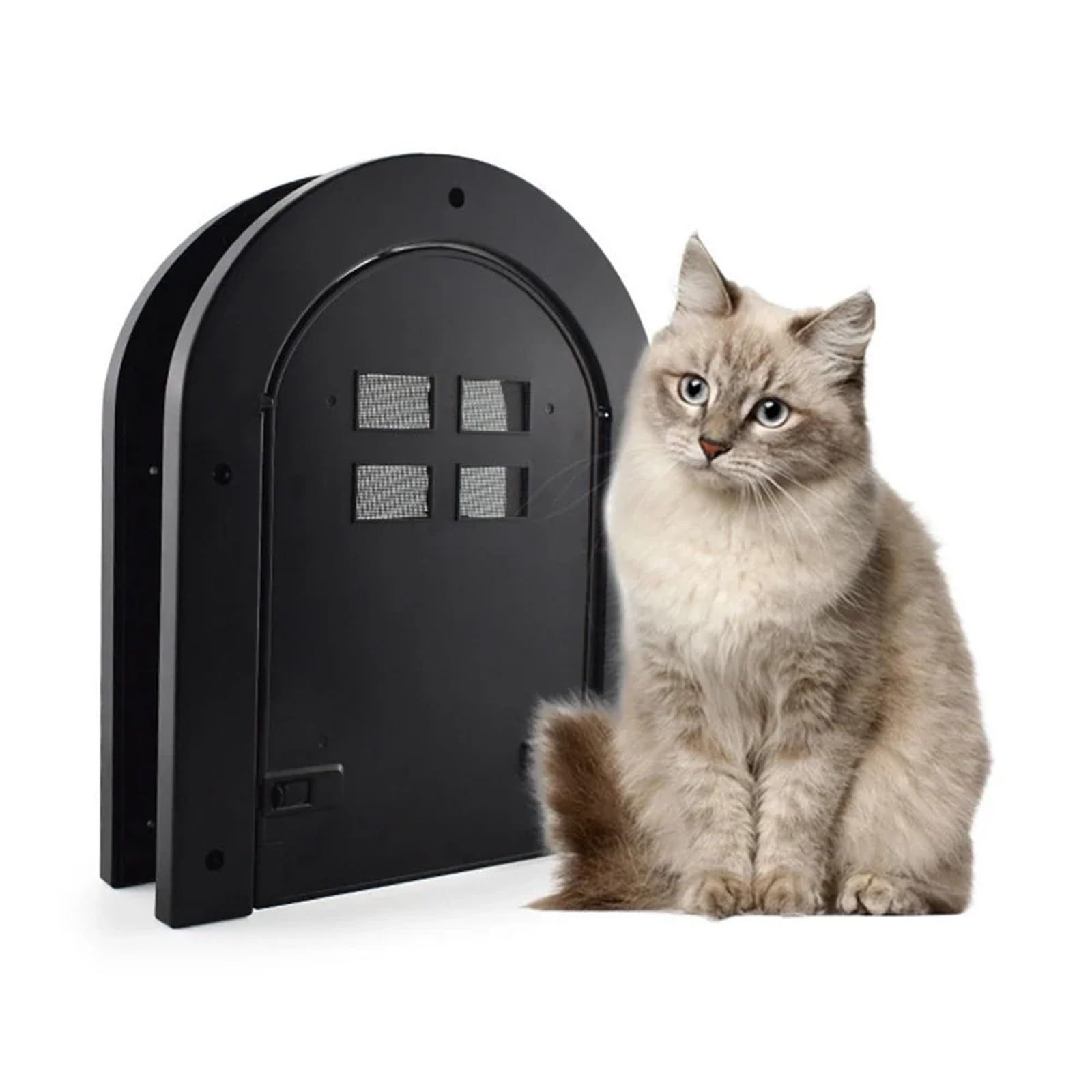 Gattaiola per gatti Finestra magnetica for zanzariera for cani e gatti for animali domestici, for accessori for cancelli ad arco in plastica ABS in legno per Porta(Black)