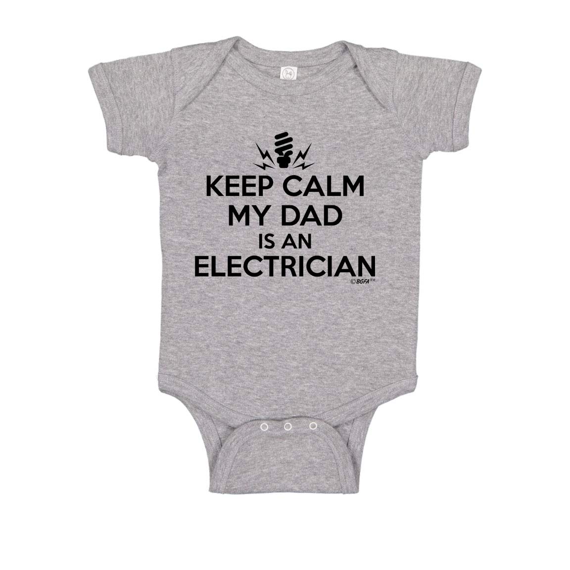 Dad Baby Gifts Electrician Baby Clothes Keep Calm My Dad is an Electrician Bodysuit 6 Months Heather
