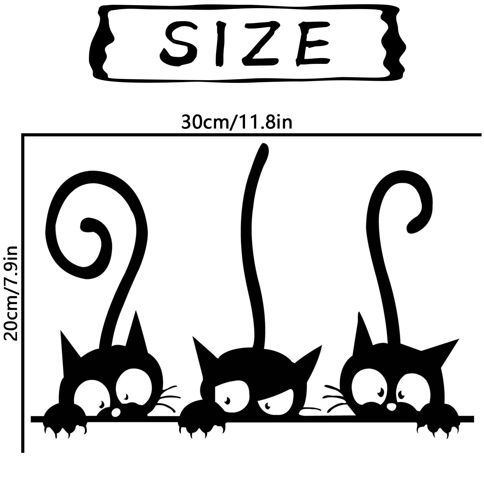 Combinación de Vinilos Gato, 8 Piezas Tres Negro Gato Pared Pegatinas, Pegatinas Desmontables Gato Papel, Adhesivo Mural Gatito, para la Decoración del Aula de Vidrio de la Habitación de los Niños