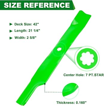 42 Deck Mower Blades (AM137327 AM141034 AM141032 M154061) Fits John Dee re D100 D110 D105 D130 LA135 X300 Z225 Z235 Lawn Tractor (2 PCS)