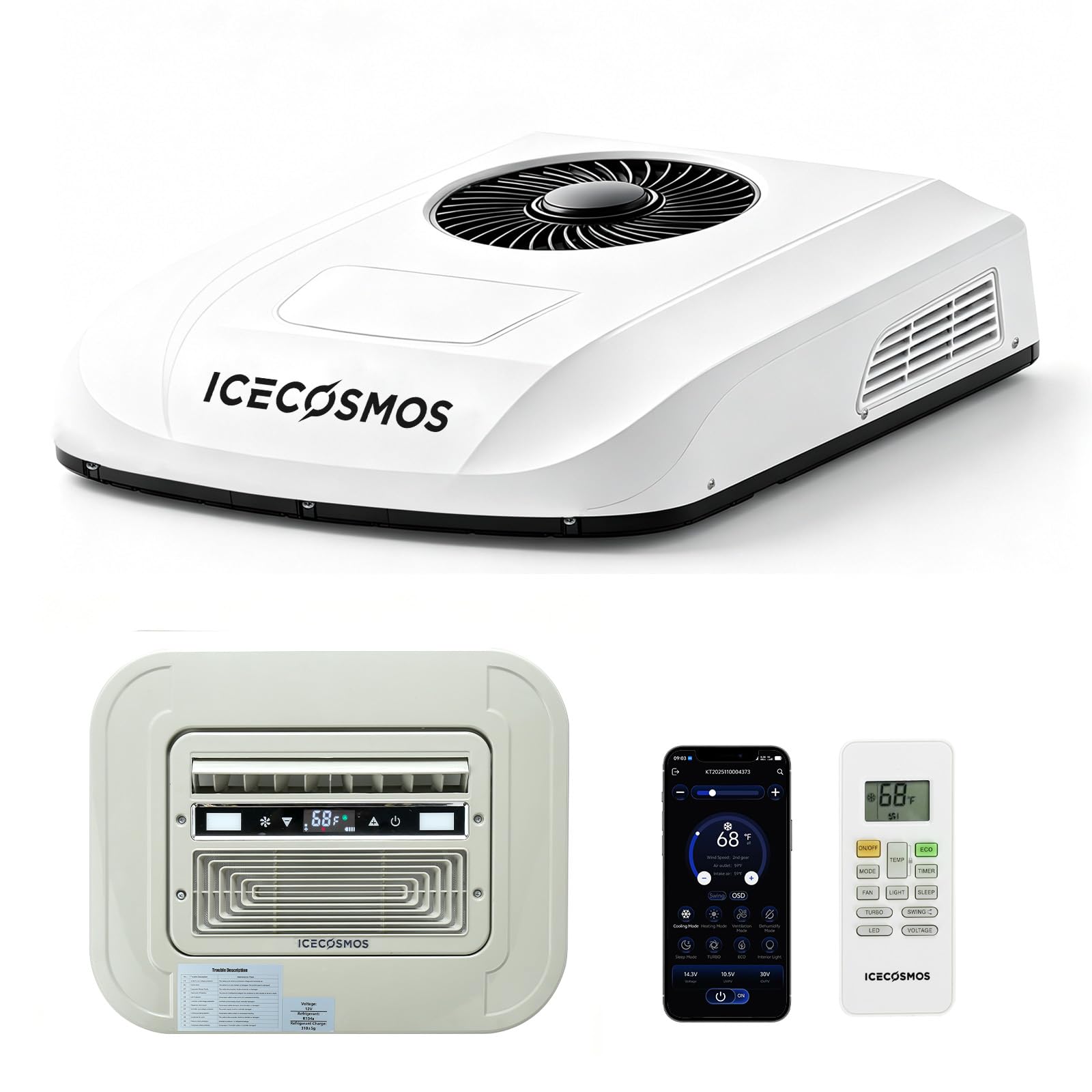 Photo 1 of ***PARTIAL SET***Ultra-Slim Mini Body 12V DC Inverter RV Air Conditioner with Heating– Auto Swing airflow, Low-Profile Design, Quiet & Efficient Cooling for Camper Vans Motorhome (ICECOSMOS CH-12V)