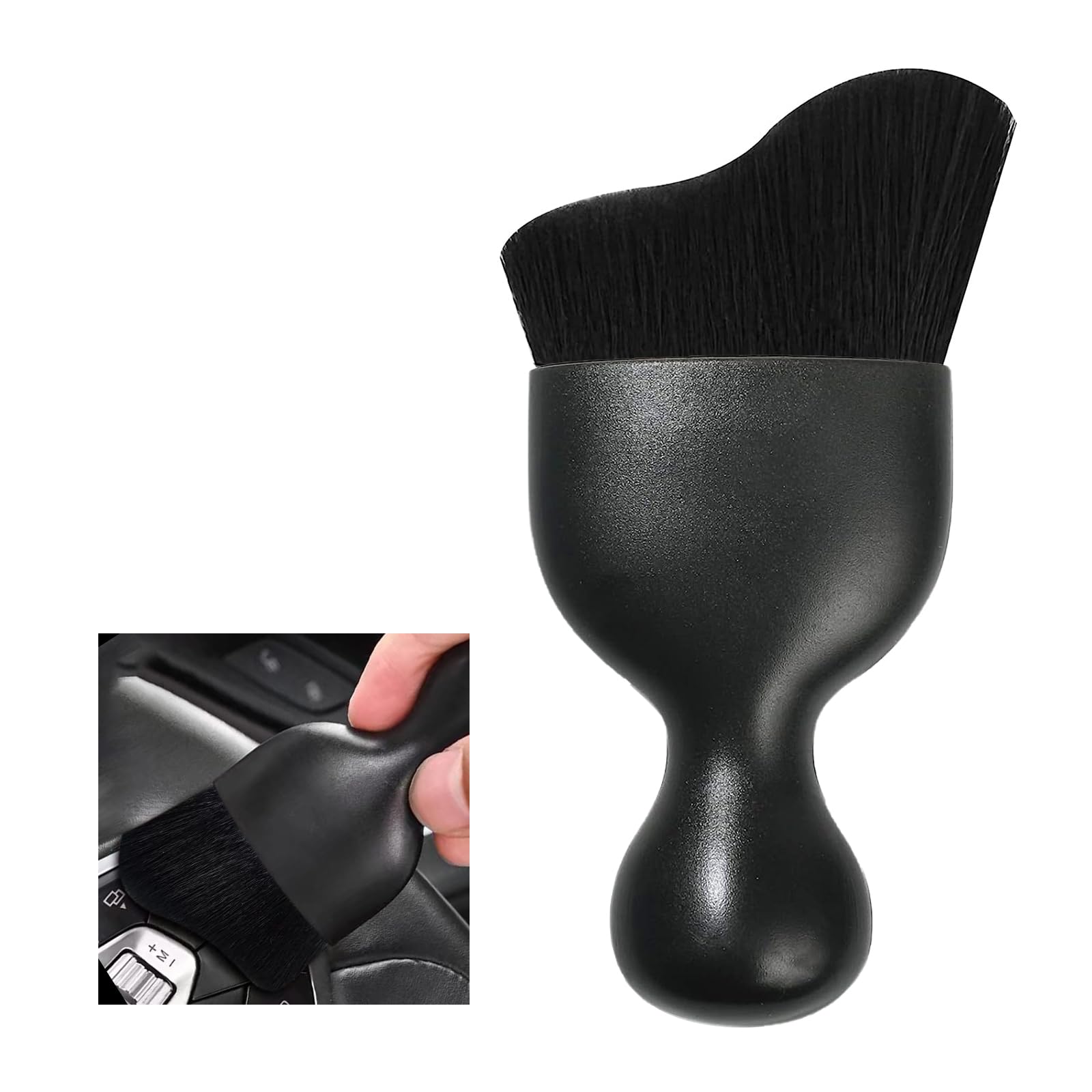 Ziciner Car Interior Dust Brush, Auto Soft Bristle Detailing Cleaners, Curved Design Dirt Clean Brushes, Cleaners Tool for Vehicle Dashboard, Air Conditioner Vents, Leather, Computer (Black)