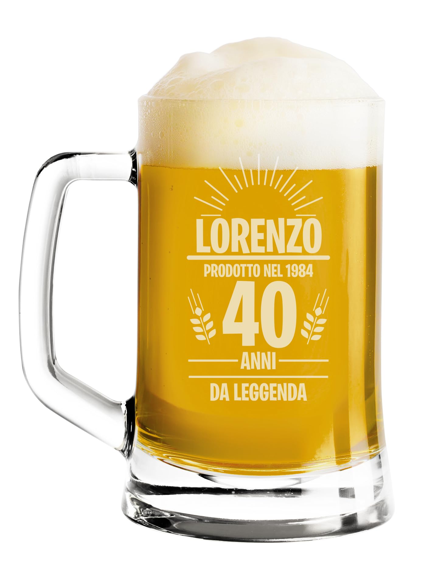 Boccale Birra Decorato Nonna di Un Principe Perfetto - 500ml - Vetro - Elegante e Colorato - Regalo Nonni - Collezione Regali Speciali