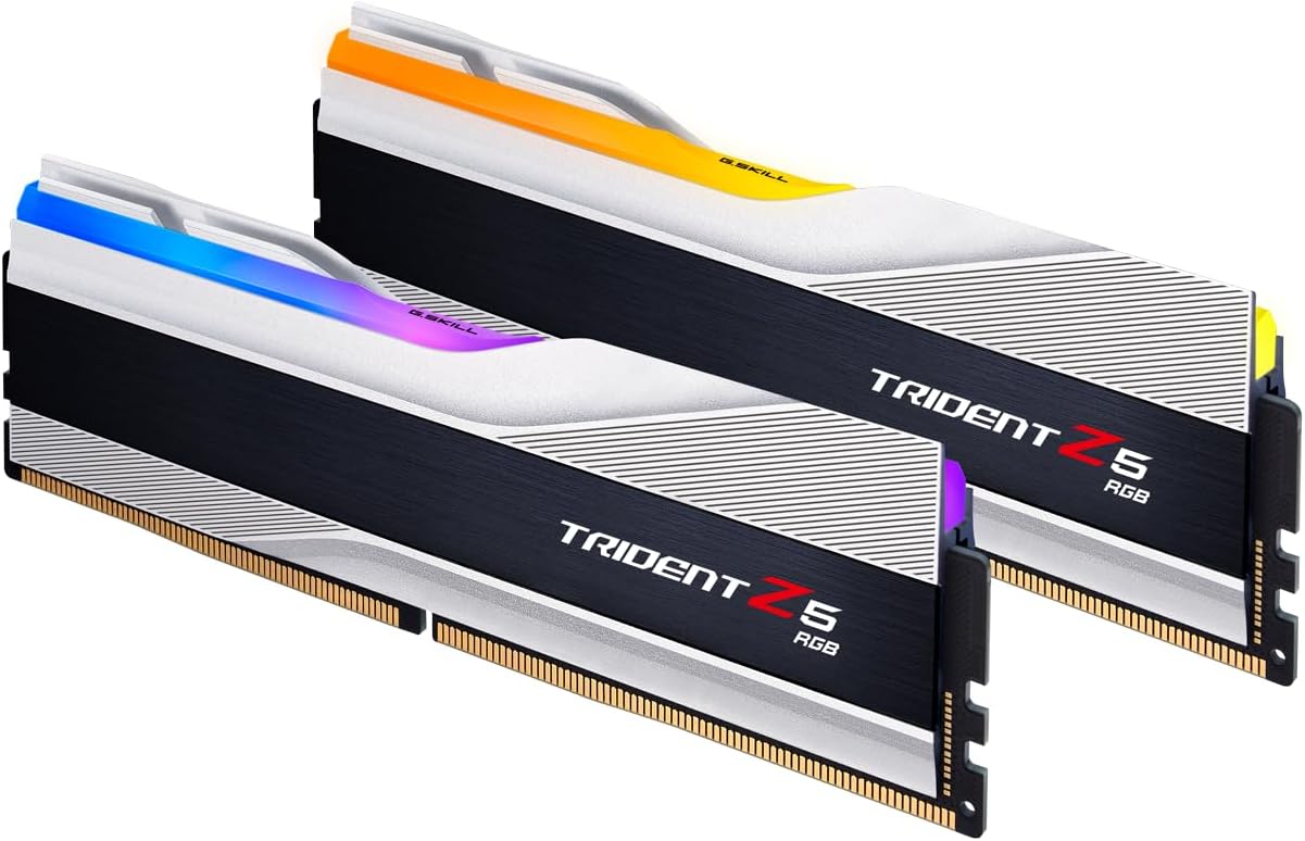 Trident Z5 RGB Series DDR5 RAM (Intel XMP 3.0 & AMD EXPO) 32GB (2x16GB) Up to 6000MT/s* CL36-36-36-96 1.35V Desktop Computer Memory U-DIMM - Metallic Silver (F5-6000J3636F16GX2-TZ5RS)