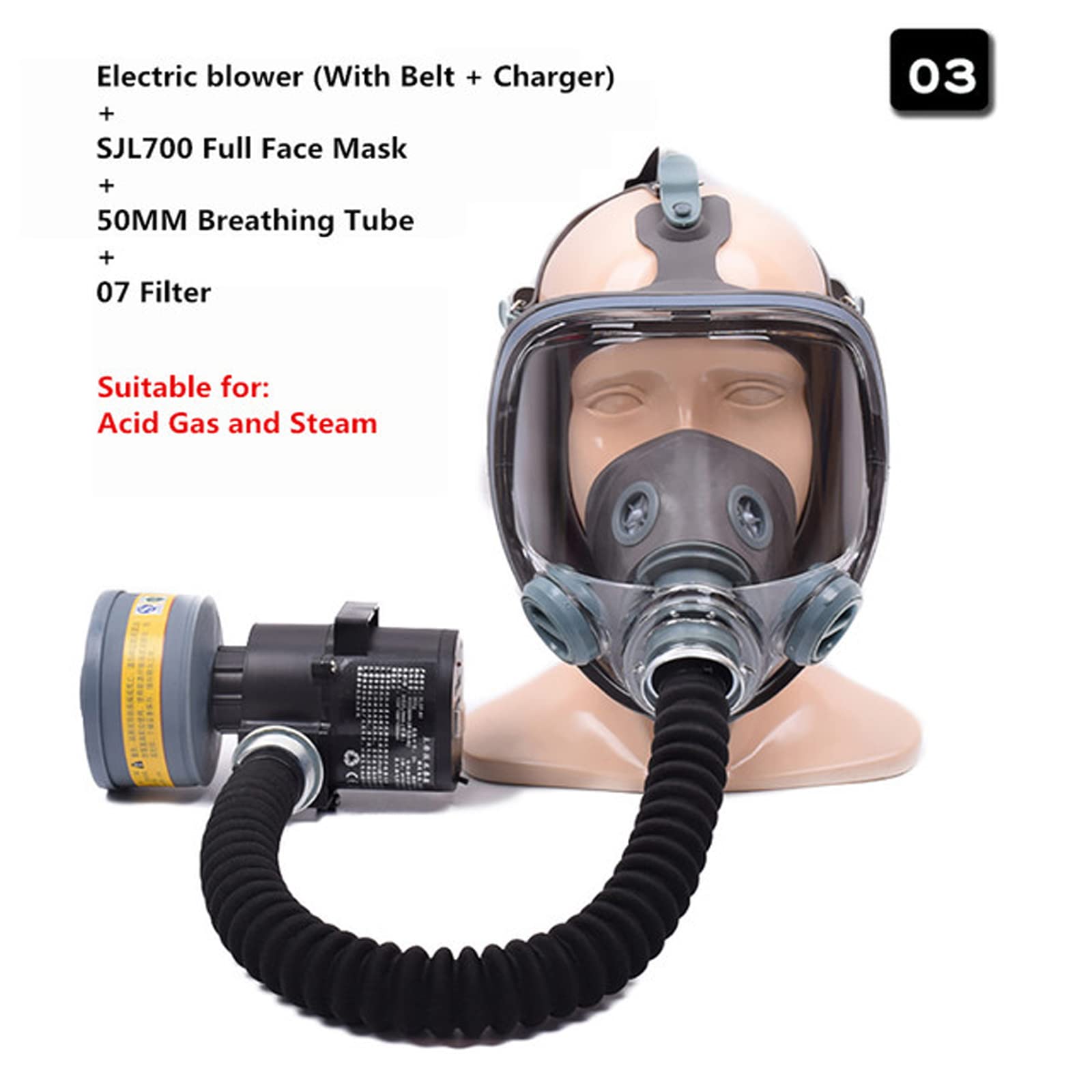 Soplador Eléctrico Recargable, Máscara Facial Completa con Respirador, Máscara Antigás, Máscara Antivaho Hd, Sistema Respiratorio de Protección (Paquete 3)