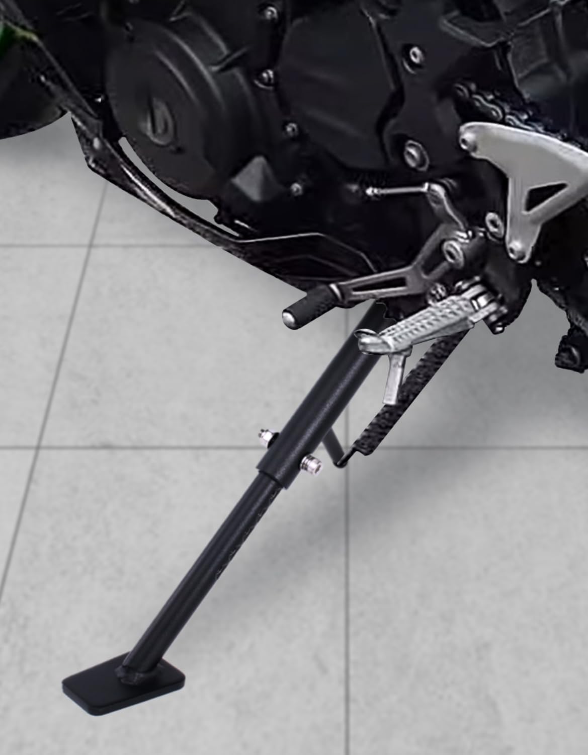 Adjustable 3" Kickstand Fit for Z500 Ninja 500 NINJA e-1 ABS Z e-1 ABS 2024-2025, Z400 2019-2024, Eliminator 450 2023-2025, 2018-2024 Ninja 400 EX400 Steel Sidestand Kick Stand Foot Stand