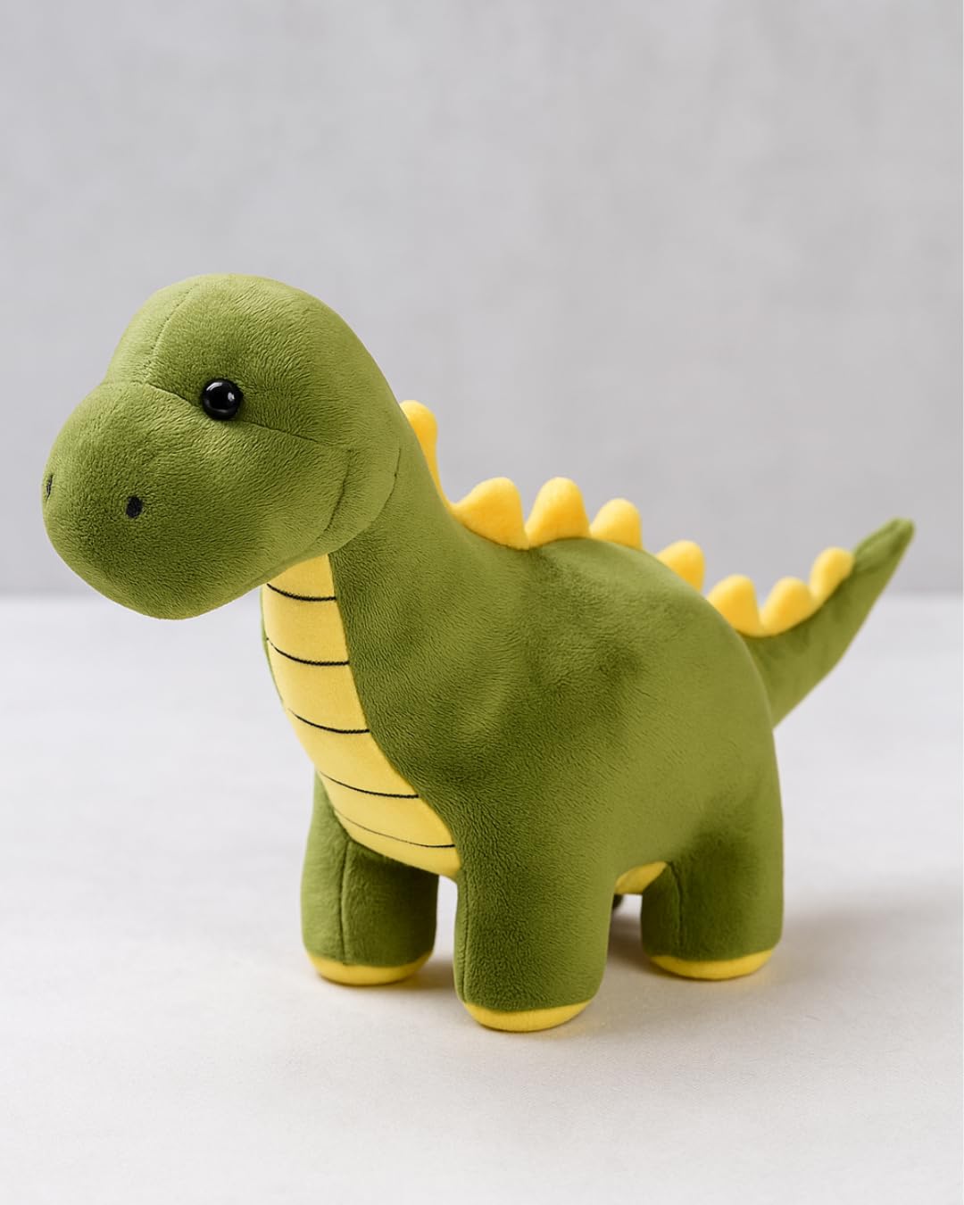 Amazon Brand Panda’s cave Plush Dinosaur Toy, Green and Yellow, Soft Stuffed T-Rex Suitable for Boys, Girls and Kids