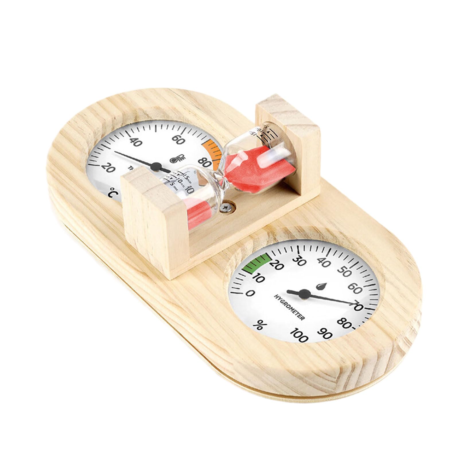Temperature Humidity Measurement Meter with Sand Timer Wall Mounted Thermometers Hygrometer for Bathroom Sauna Room Sauna Thermometers with Sand Timer