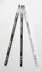 Lápis de Olho à Prova D'água, Kit com 3 Cores Clássicas, Marrom, Preto e Branco, 24 Horas de Duração, Longa Duração