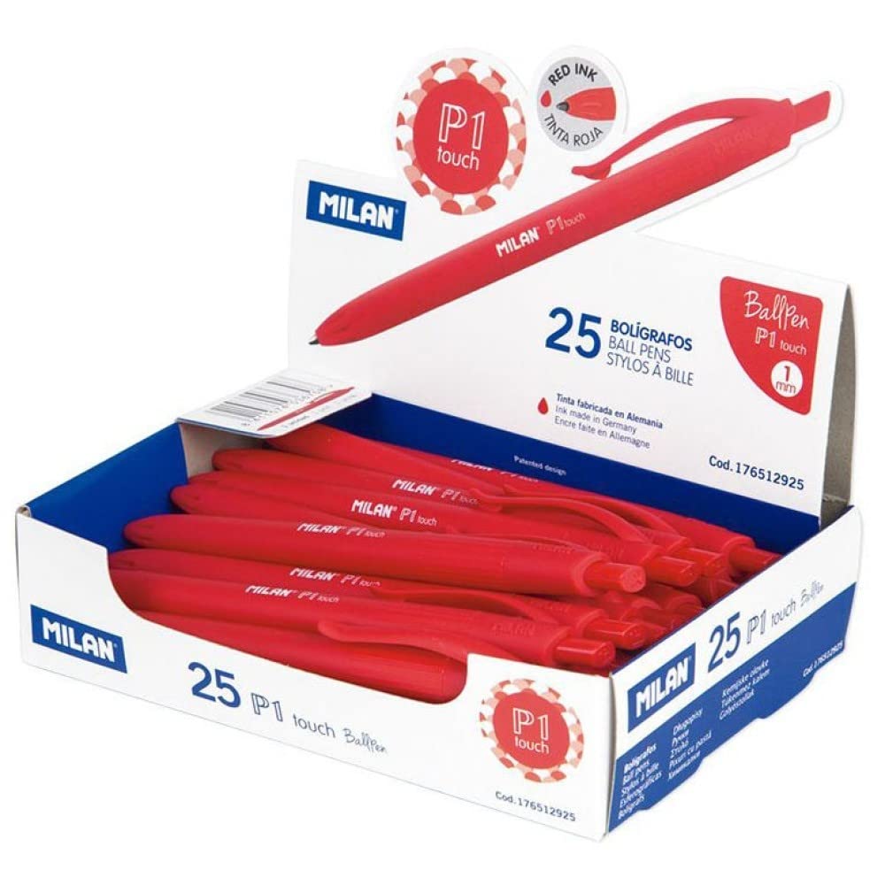 A.C. Milan Expositor 25 bolígrafos P1 Touch rojos, White