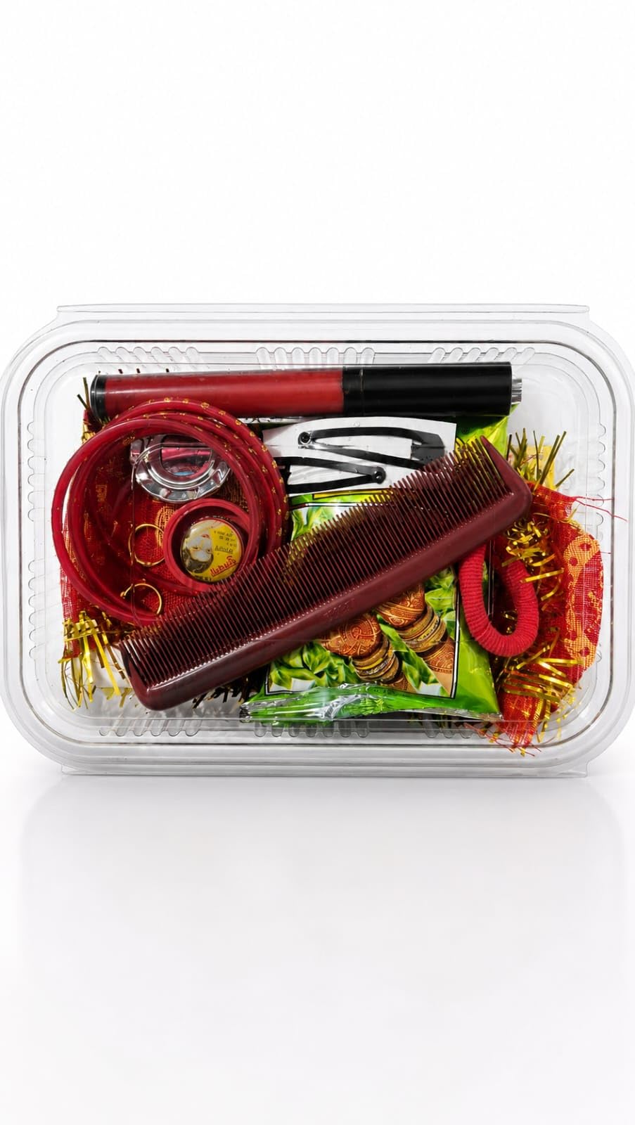 Traditional Pooja Gift Hamper Kit for Women (Pack of 3) | Karwa Chauth Shringar Set with Bangles, Kumkum, Mehndi Cone, Comb & Hair Accessories | Ready-to-Gift Festival Return Gift Box-image-13