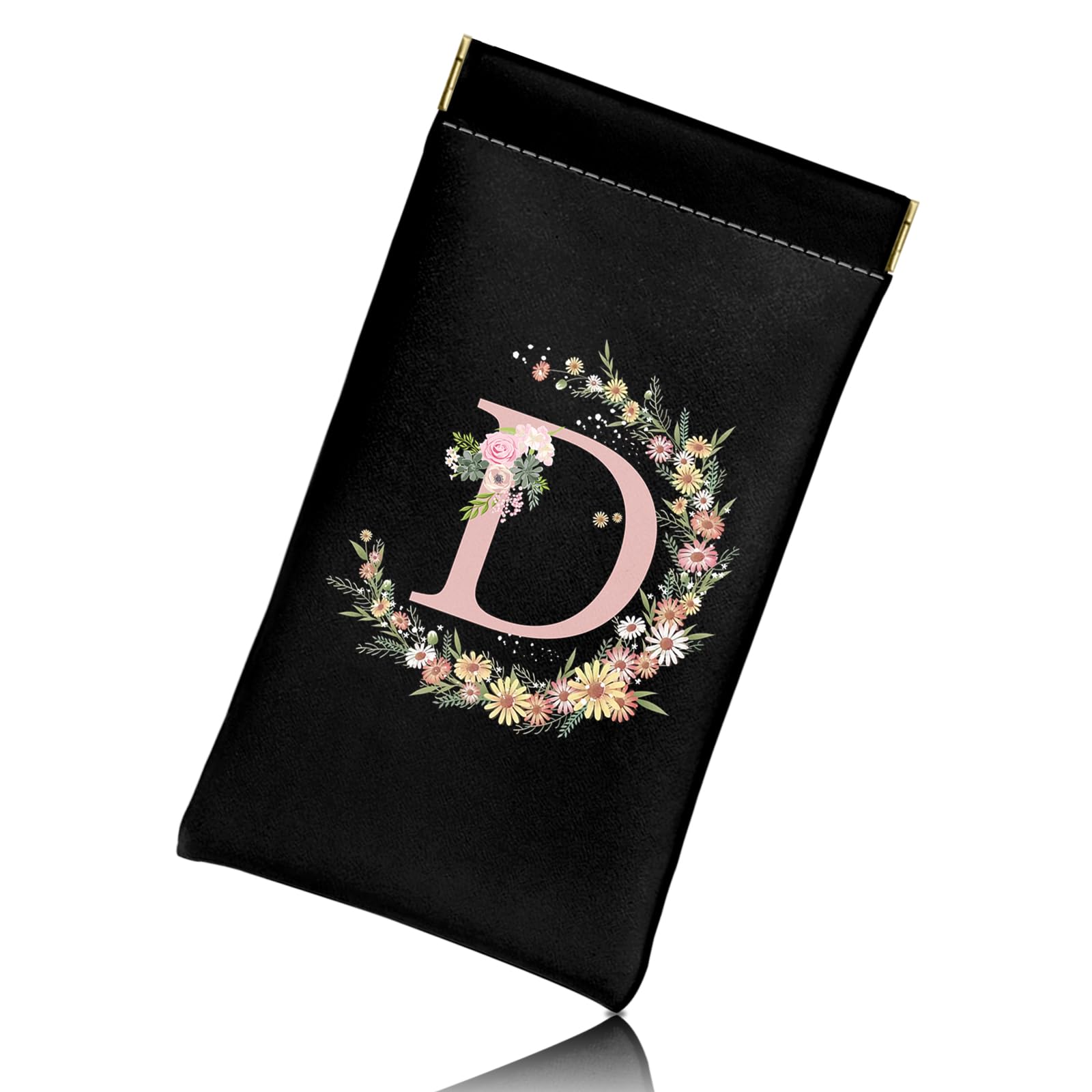 BHAHB Weich Brillenetui mit Anfangs Brief,aus PU-Leder mit Reinigungstuch Für blaue Lichtbrillen Sonnenbrille,niedliches Ästhetik für Frauen und Männer