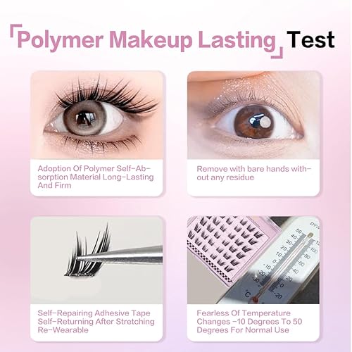 Self-Adhesive Cluster Eyelash Extensions, Princess, Glue-Free, Pre-Bond Technology, Quick Press-on Application, DIY False Lashes(Princess)