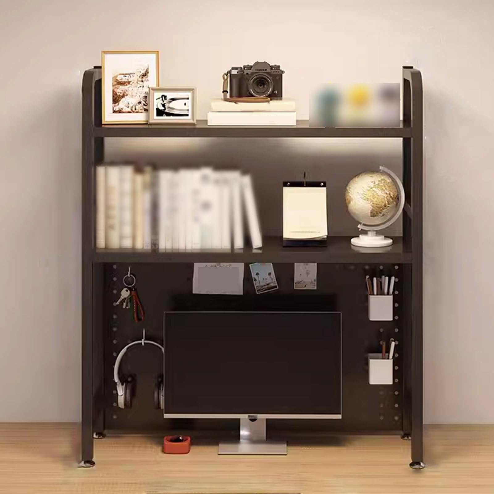 Schreibtisch-Bücherregal, massiver Stahlrahmen, Aufbewahrungsregal für Wohnheim, Büro und Zuhause, stilvolles Regal für Bücher, Dekoration und Zubehör